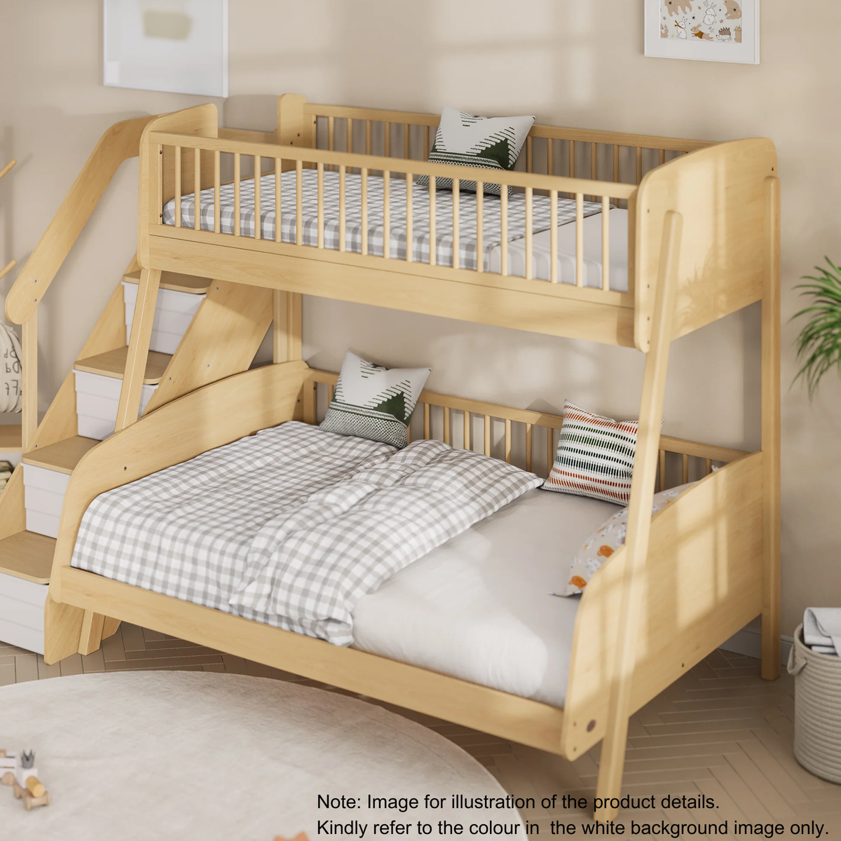 Boori Matilda Kids Maxi Bunk Bed + Storage Staircase, Barley White, NZ Single