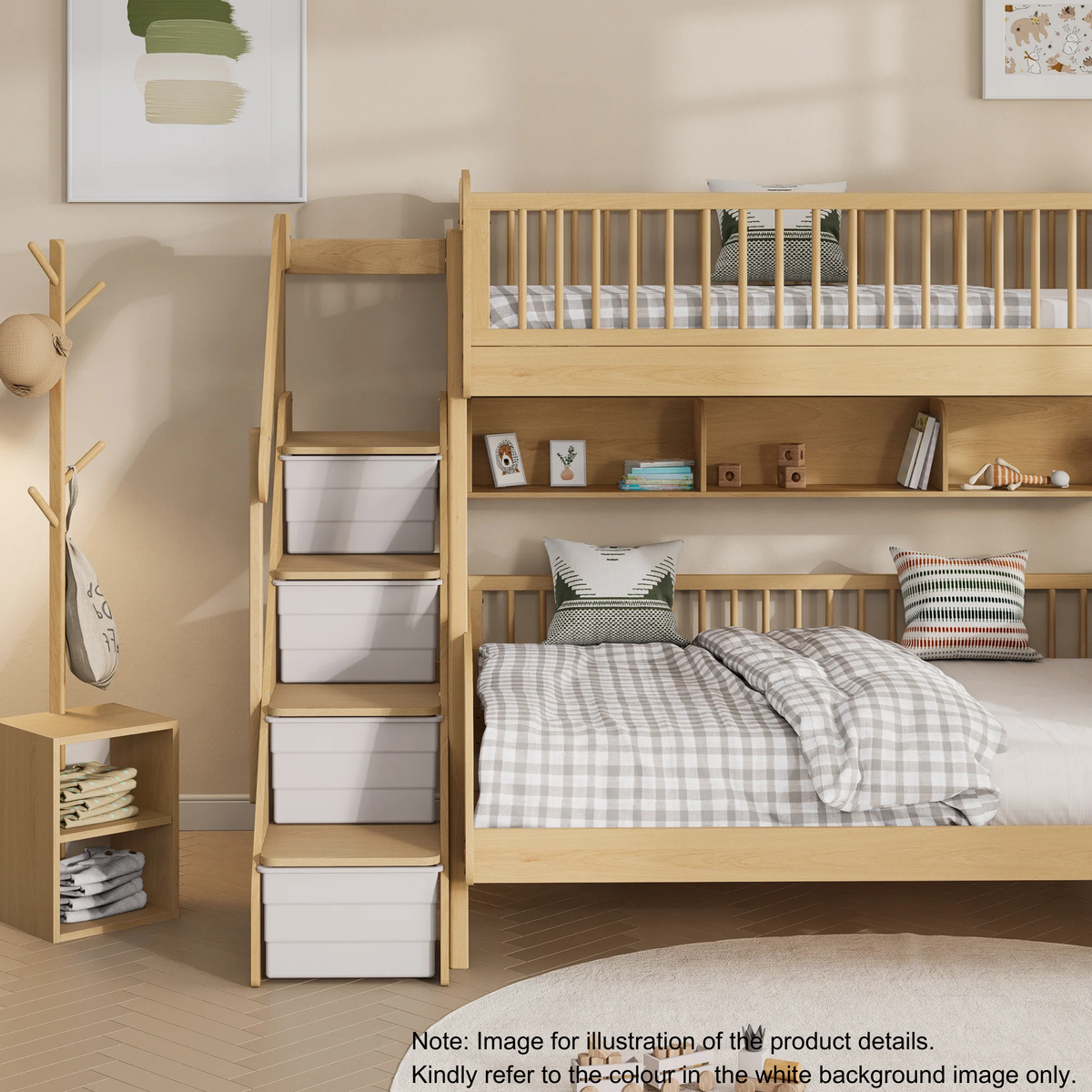 Boori Matilda Kids Maxi Bunk Bed + Storage Staircase, Barley White, NZ Single