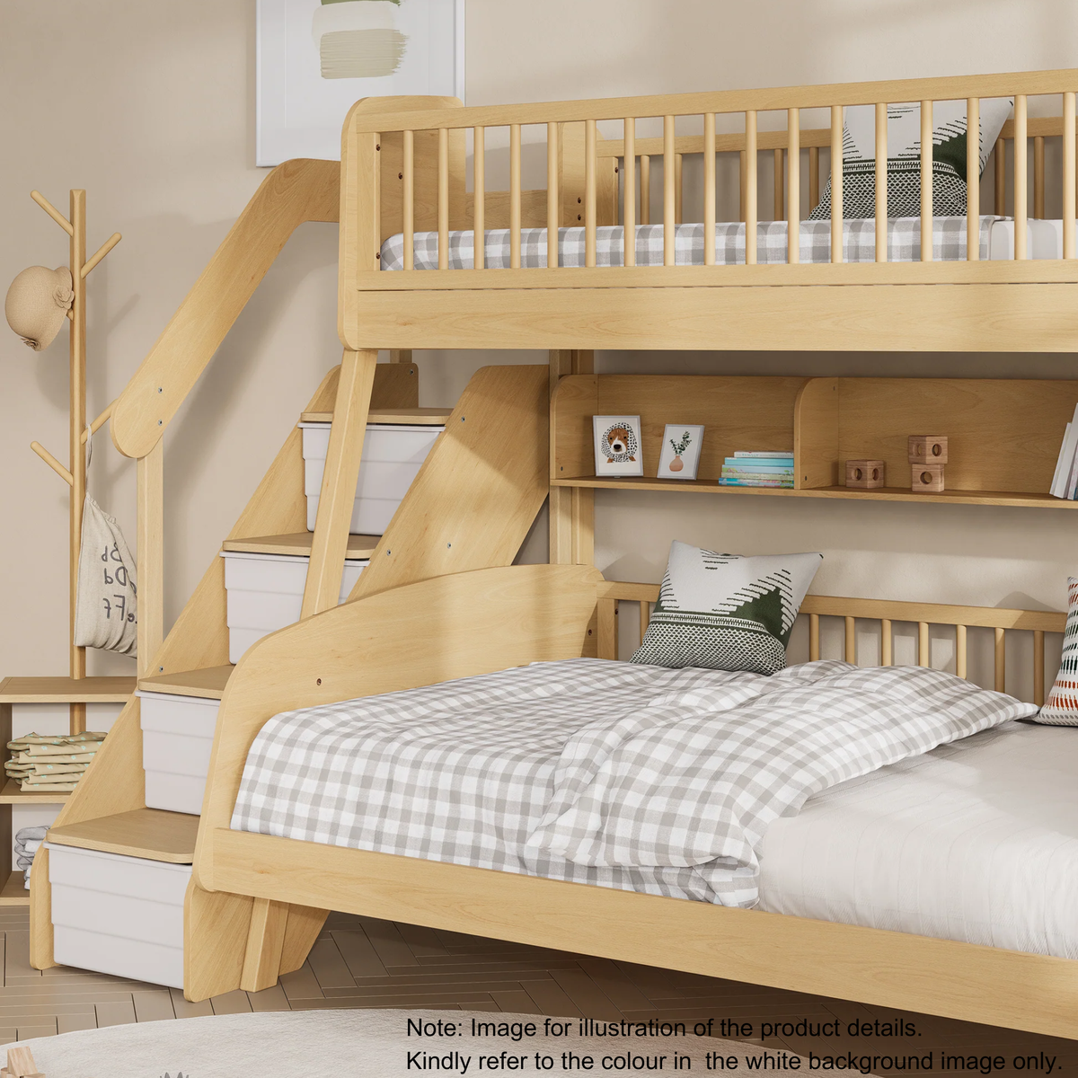 Boori Matilda Kids Maxi Bunk Bed + Storage Staircase, Barley White, NZ Single