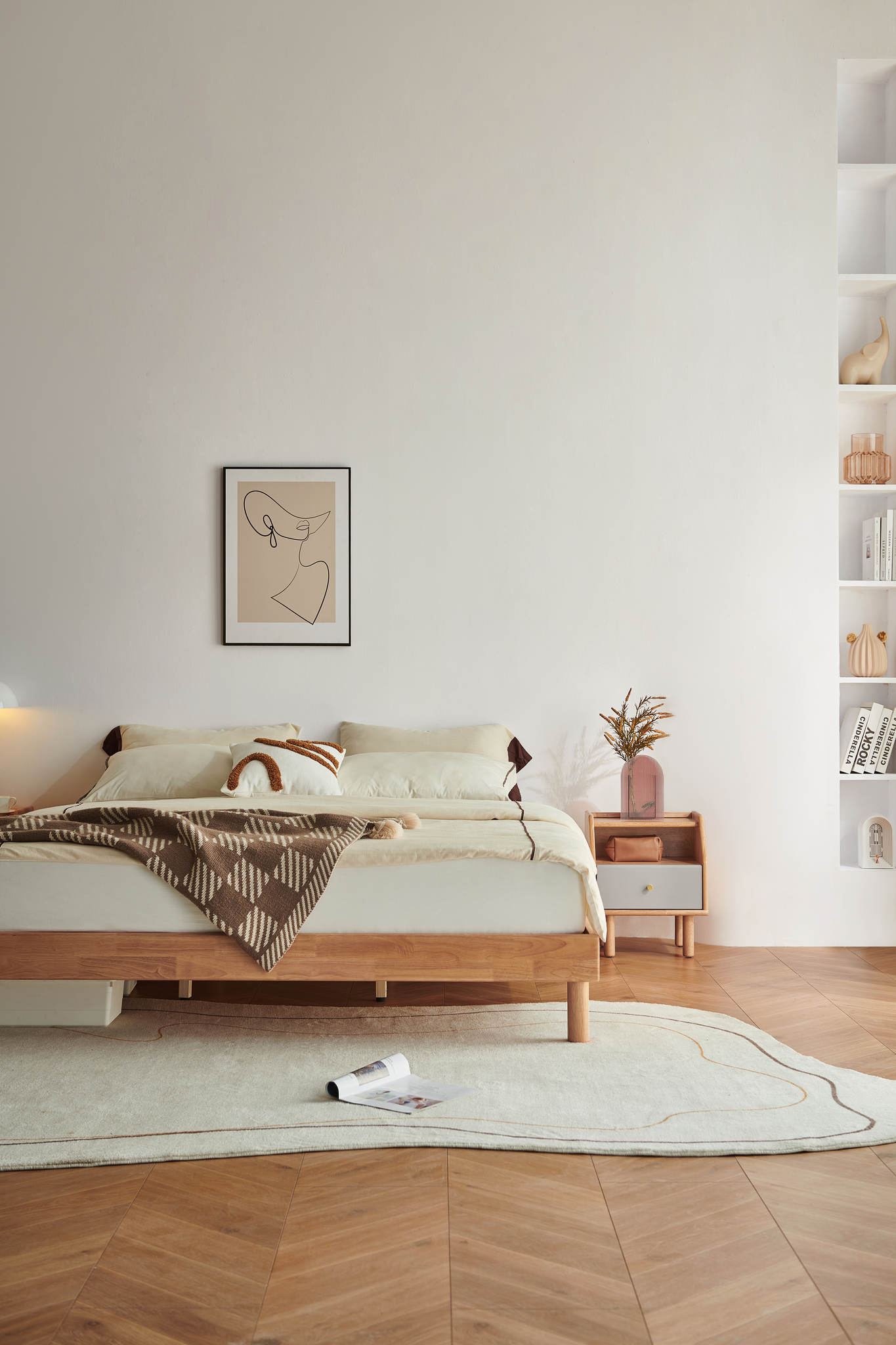 Linspire Elva Solid Wood Platform Bed, Natural Wood