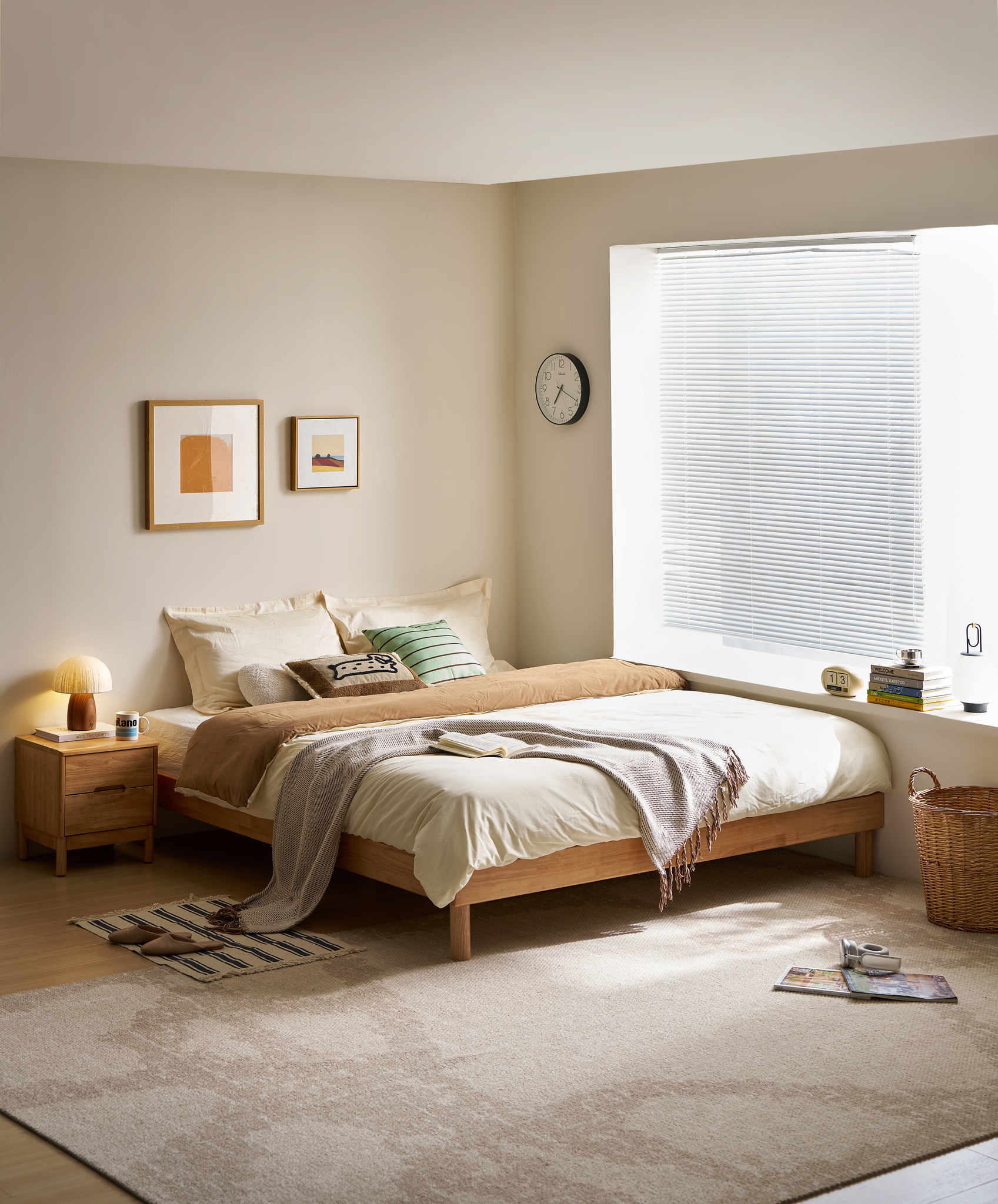 Linspire Elva Solid Wood Platform Bed, Natural Wood