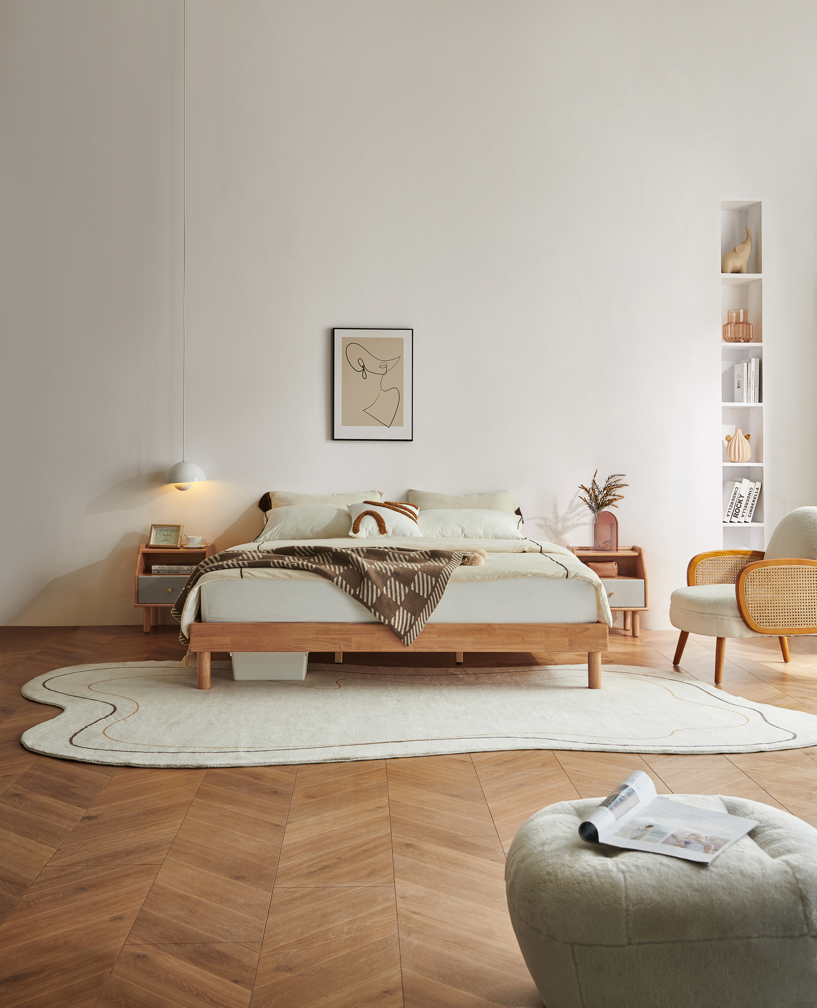 Linspire Elva Solid Wood Platform Bed, Natural Wood