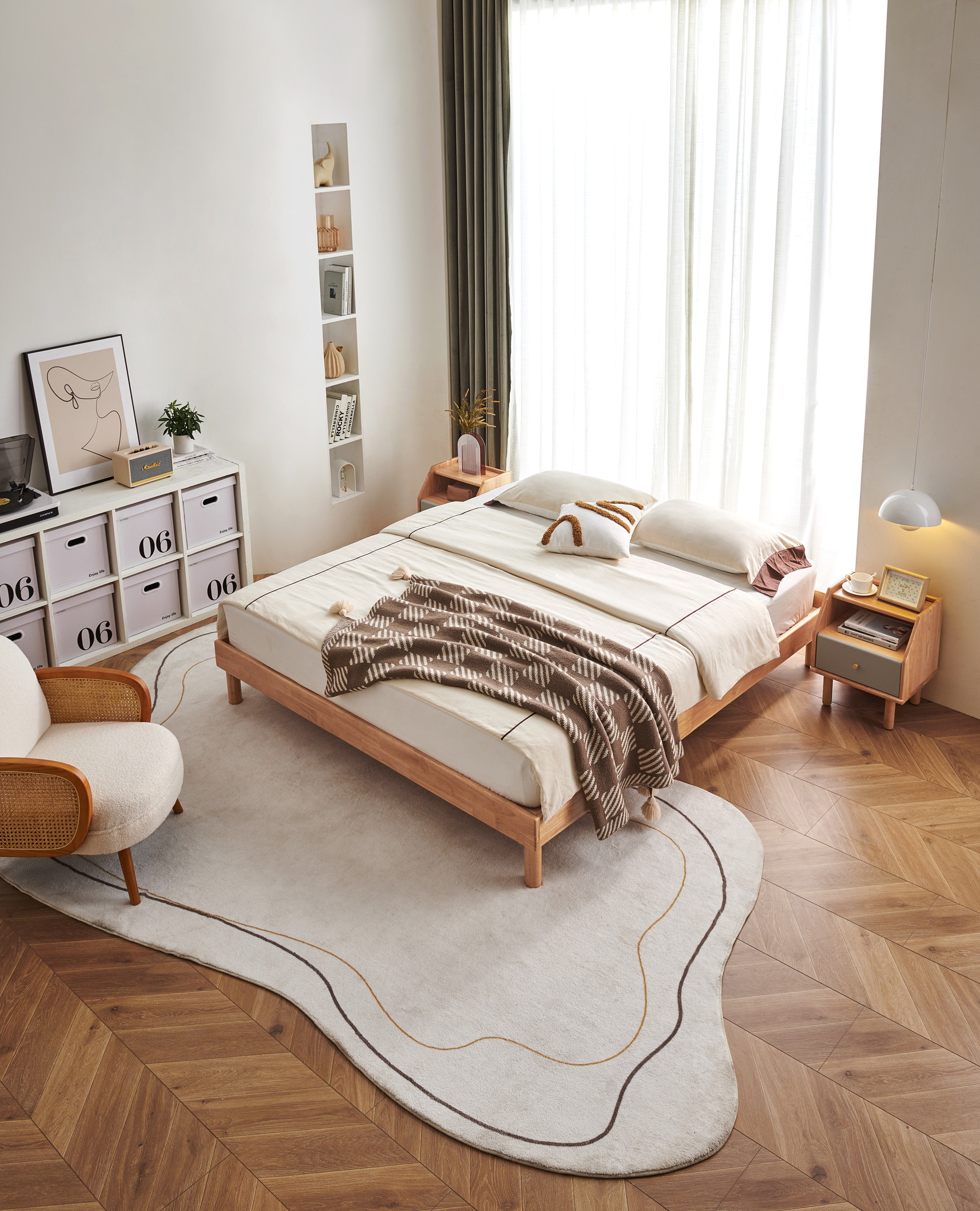 Linspire Elva Solid Wood Platform Bed, Natural Wood