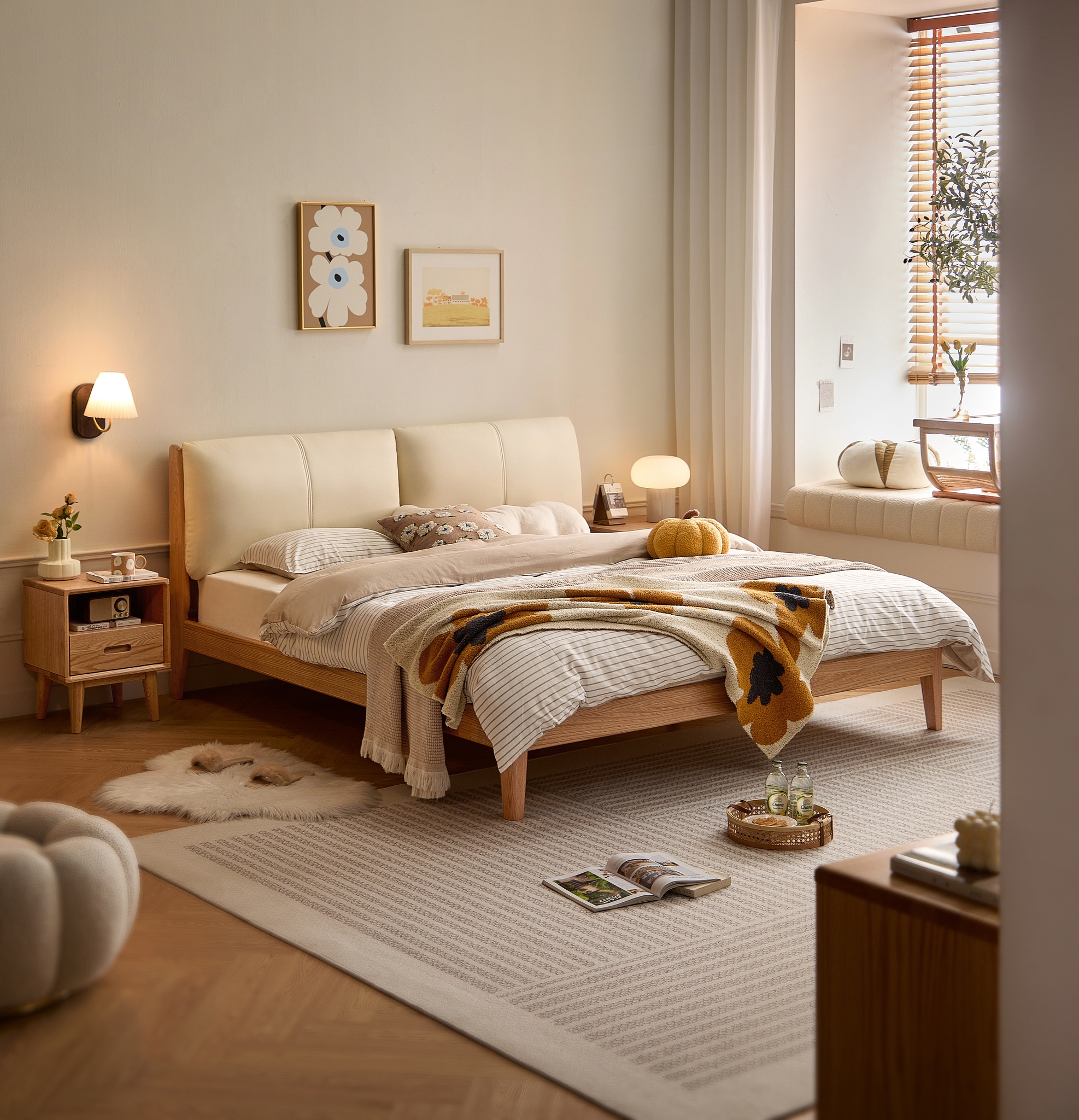 Linspire Fort Global Super King Solid Wood Upholstered Bed
