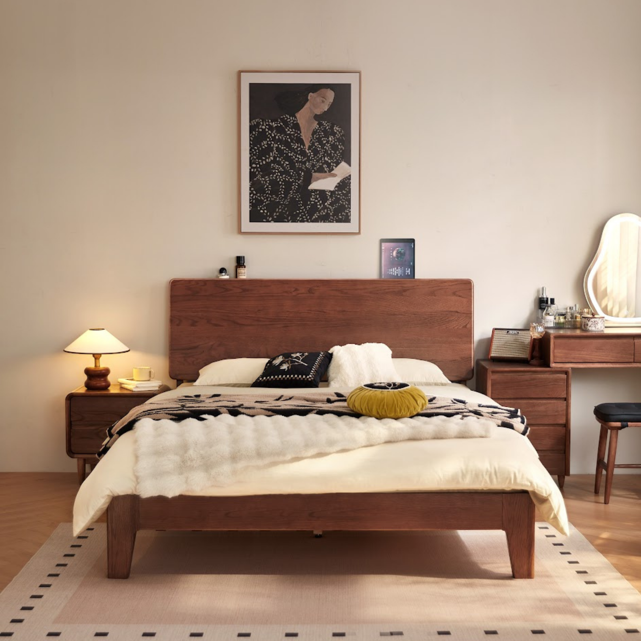 Linspire Arlo Solid Wood Standard Bed Frame, Dark Wood