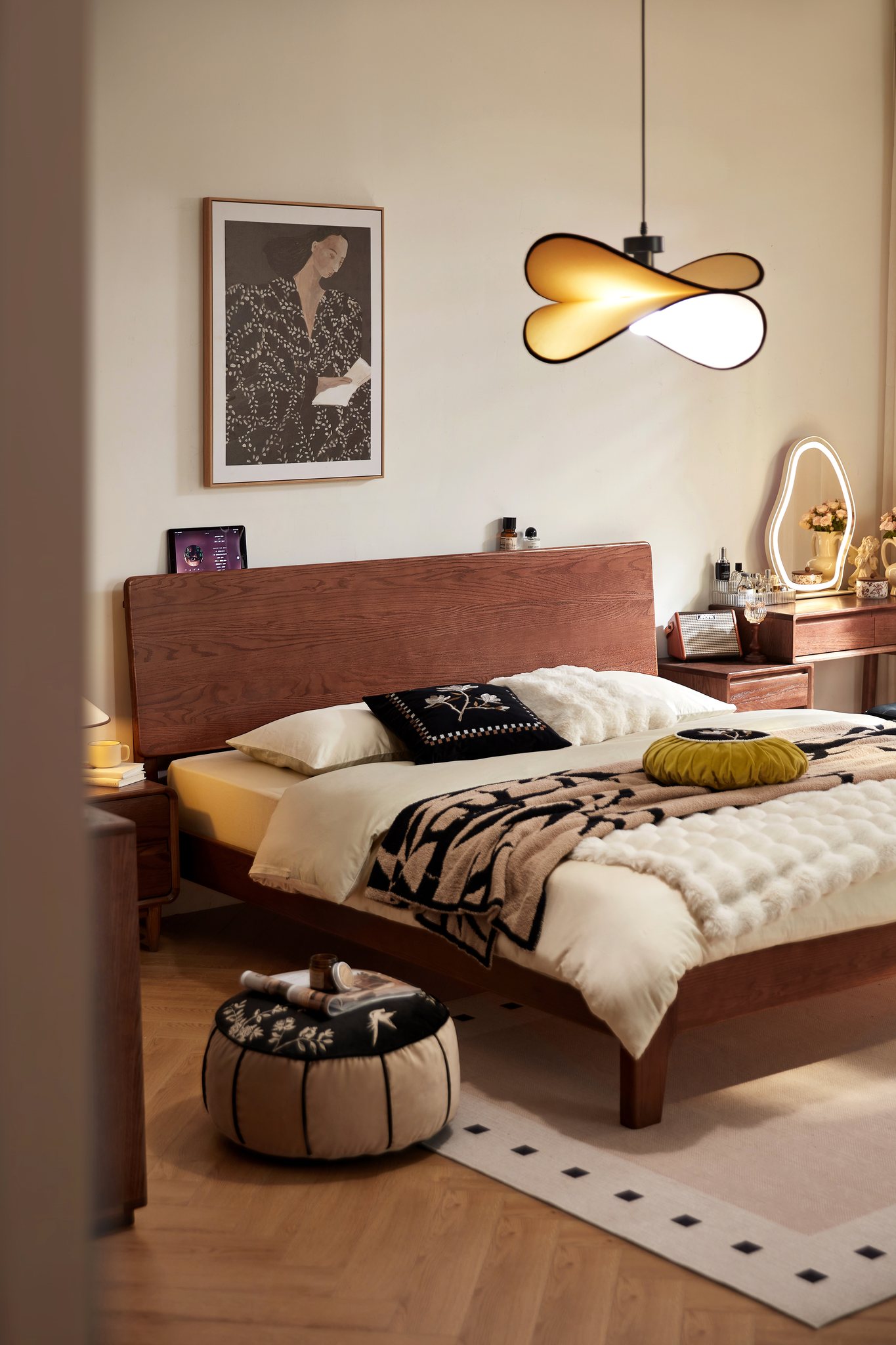 Linspire Arlo Solid Wood Standard Bed Frame, Dark Wood