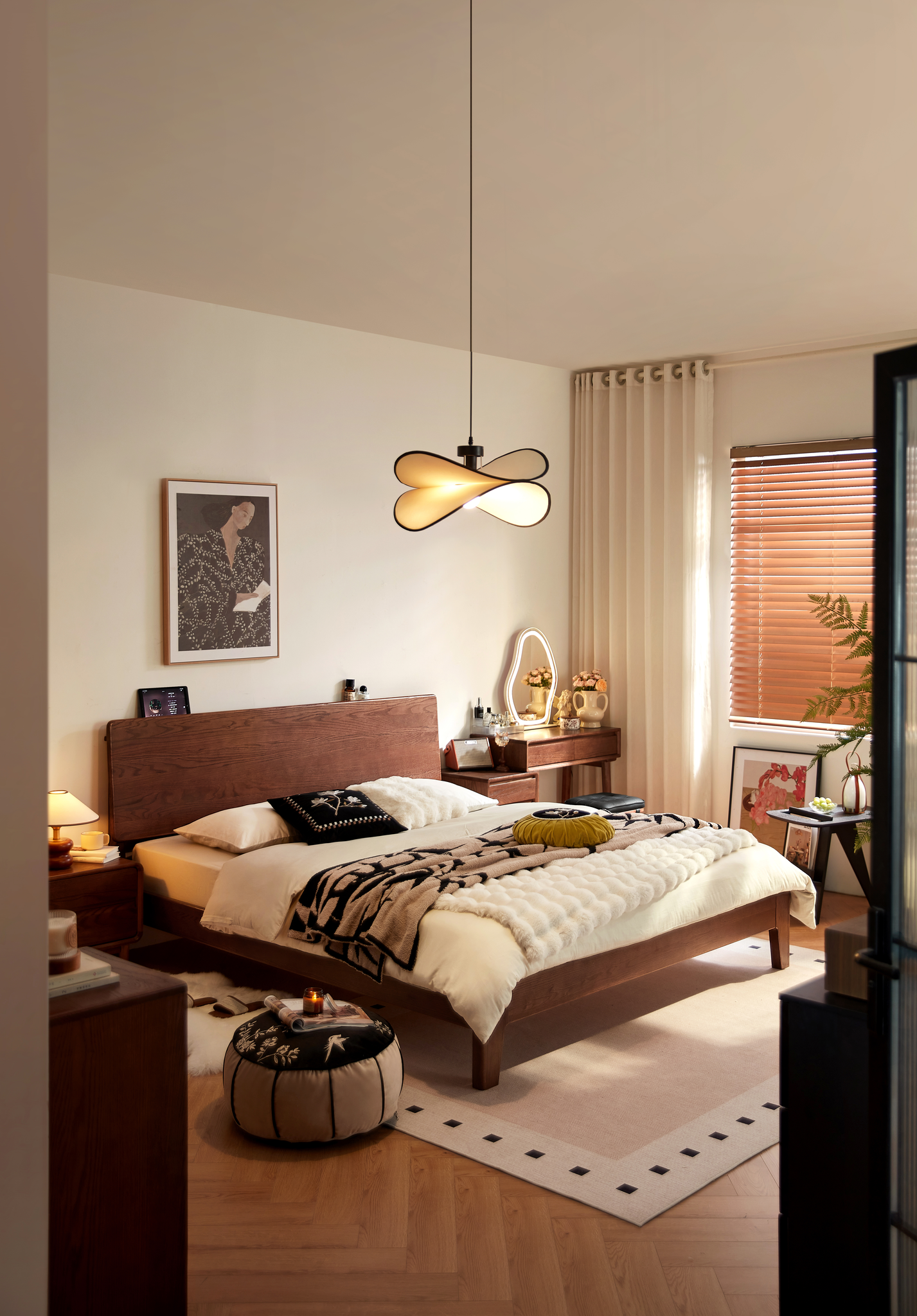 Linspire Arlo Solid Wood Standard Bed Frame, Dark Wood