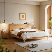 Linspire Arlo Solid Wood Standard Bed Frame, Natural Wood