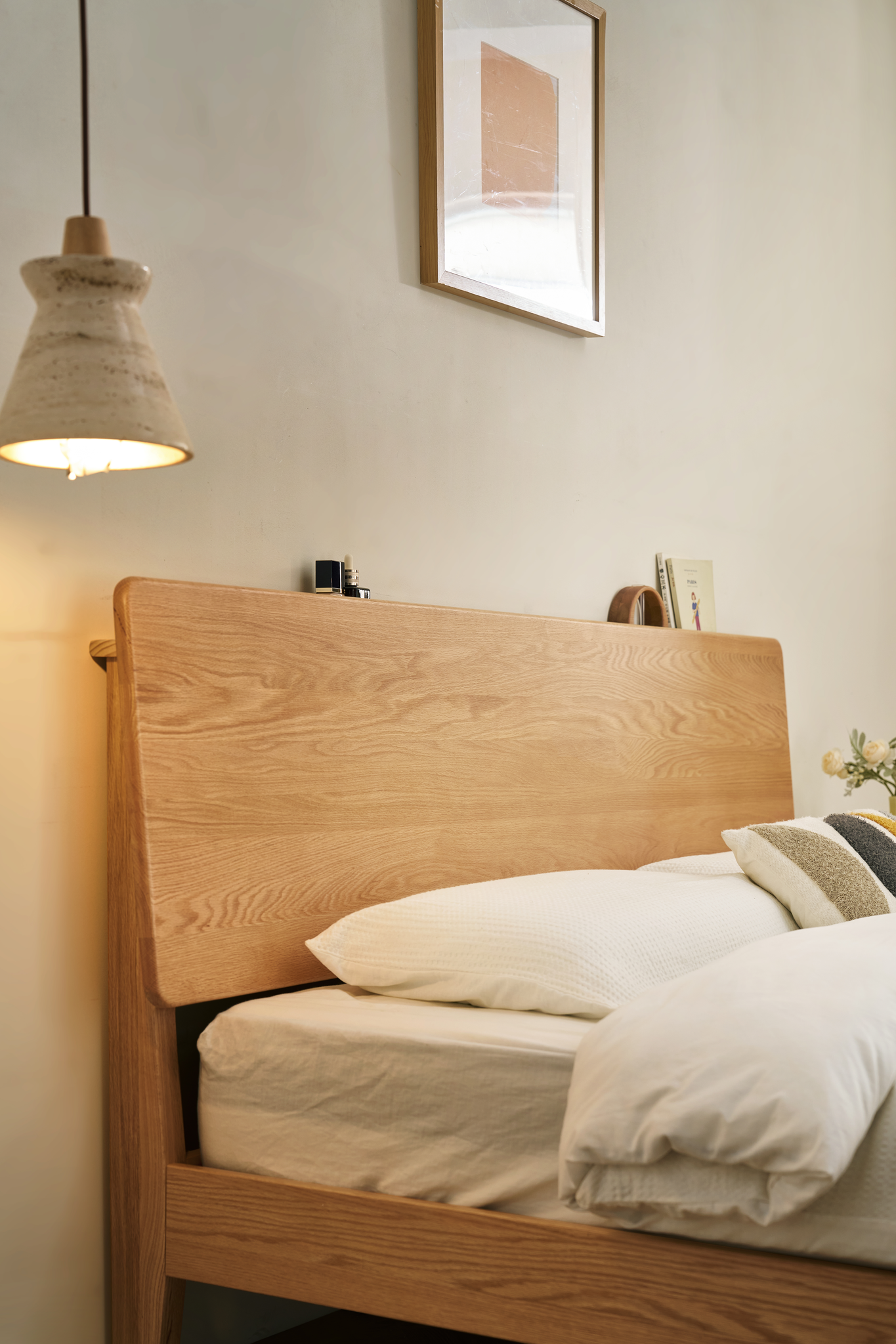 Linspire Arlo Solid Wood Standard Bed Frame, Natural Wood