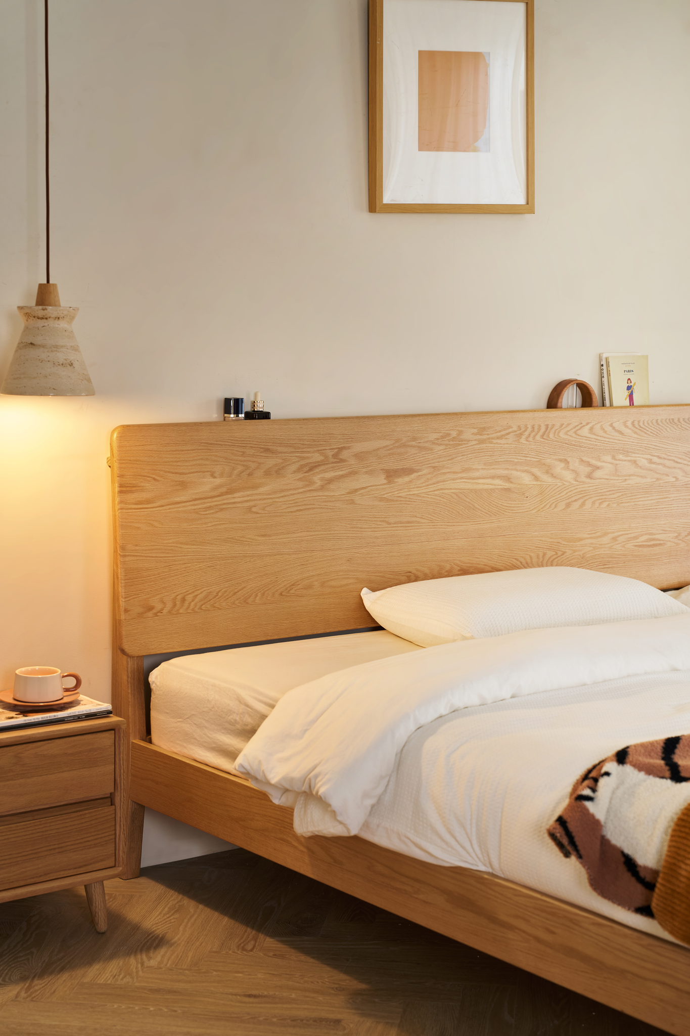 Linspire Arlo Solid Wood Standard Bed Frame, Natural Wood