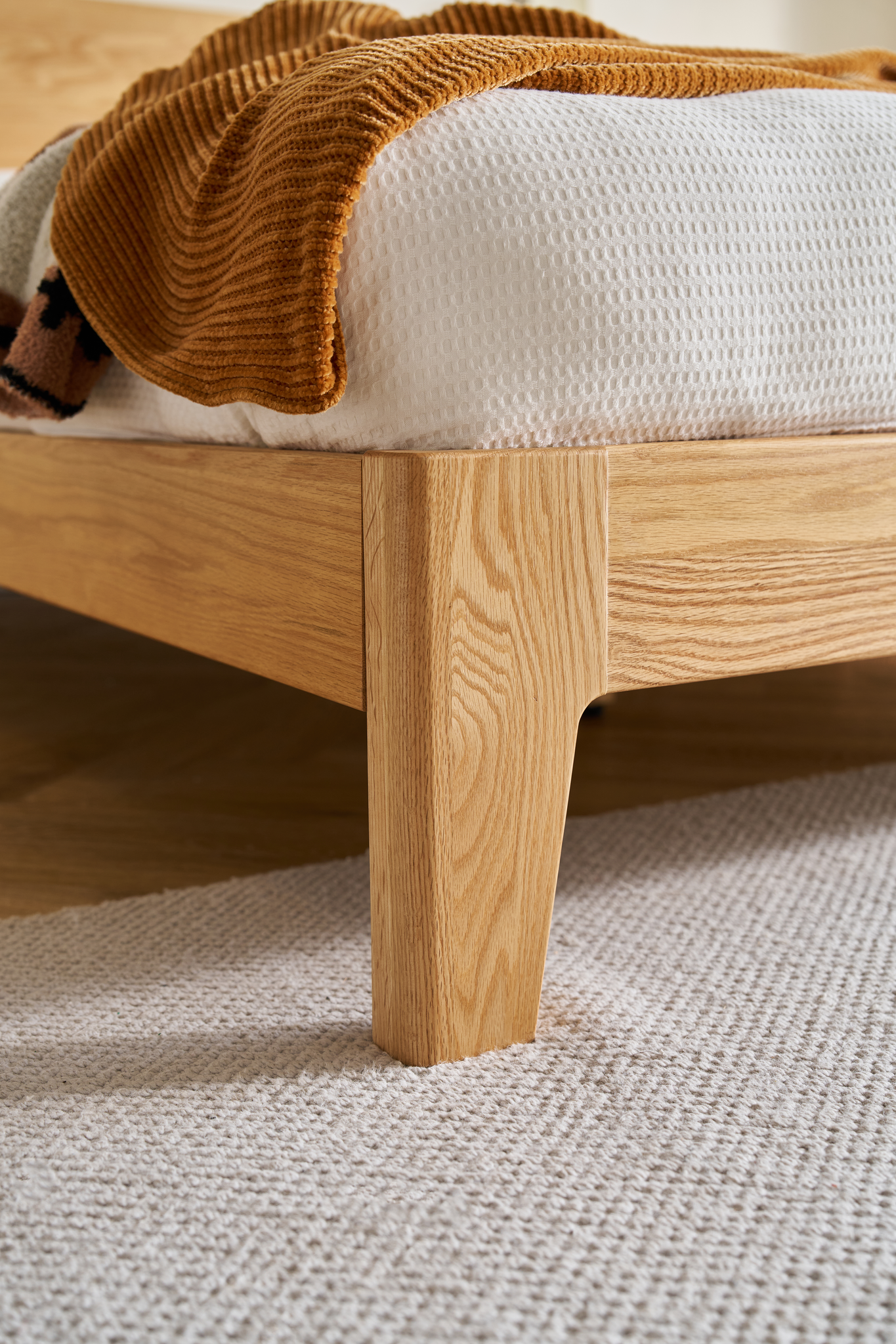 Linspire Arlo Solid Wood Standard Bed Frame, Natural Wood