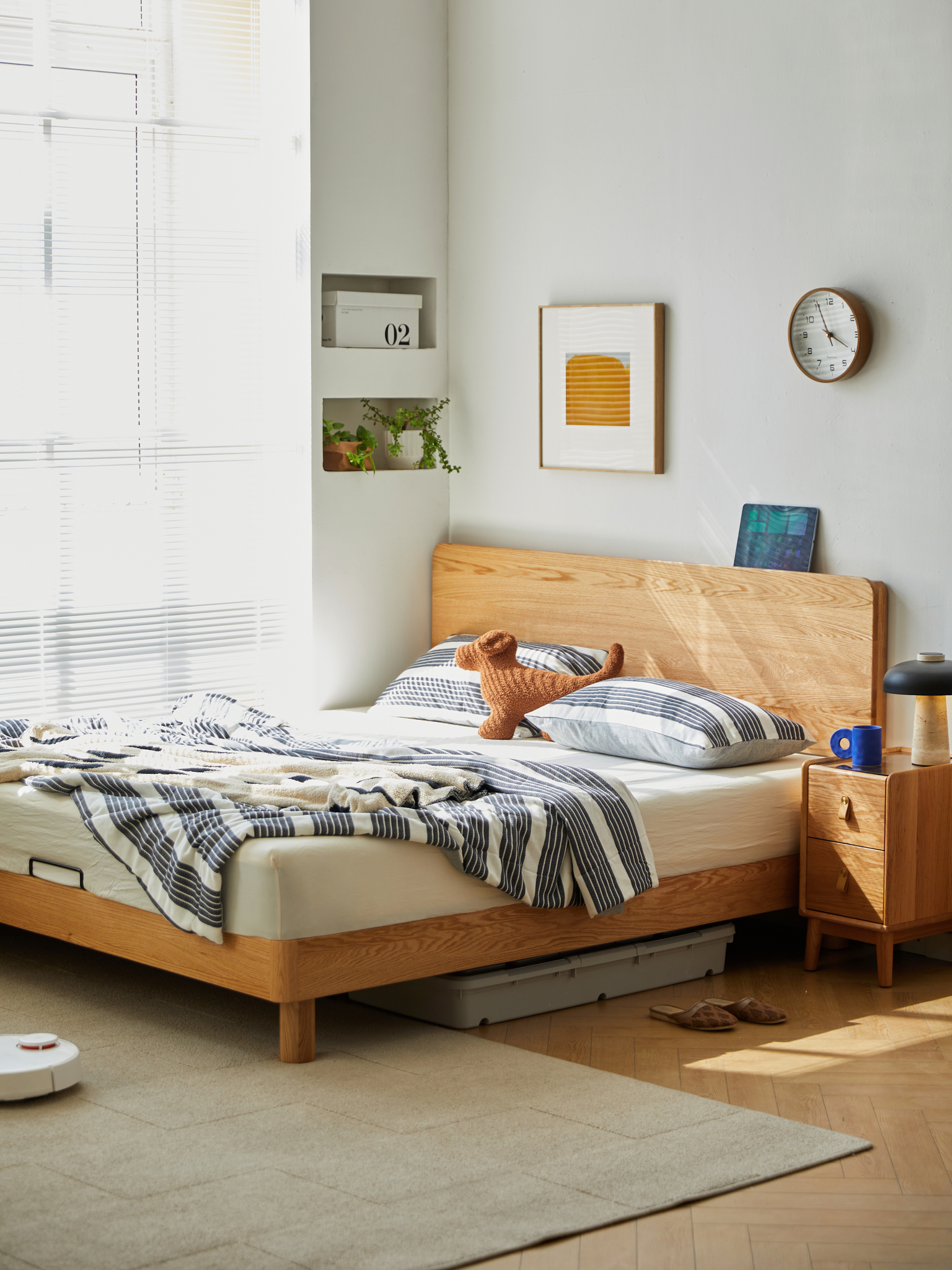 Linspire Koda Solid Wood Standard Bed Frame, Natural Wood
