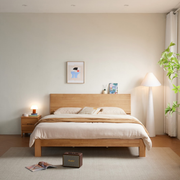 Linspire Atlas Solid Wood Standard Bed Frame, Natural Wood