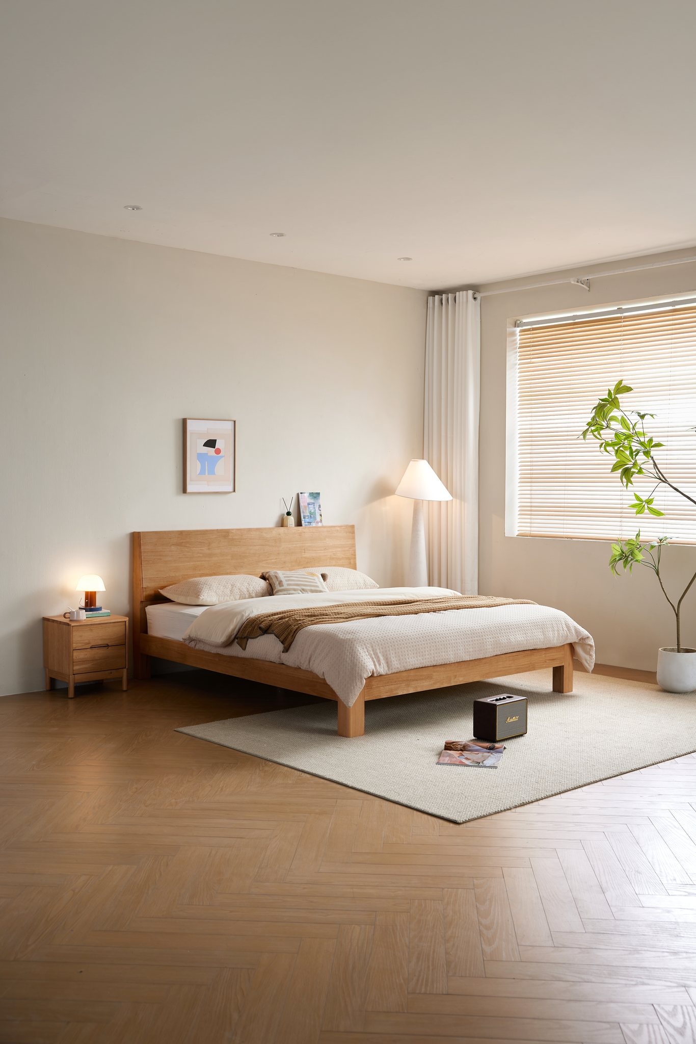Linspire Atlas Solid Wood Standard Bed Frame, Natural Wood