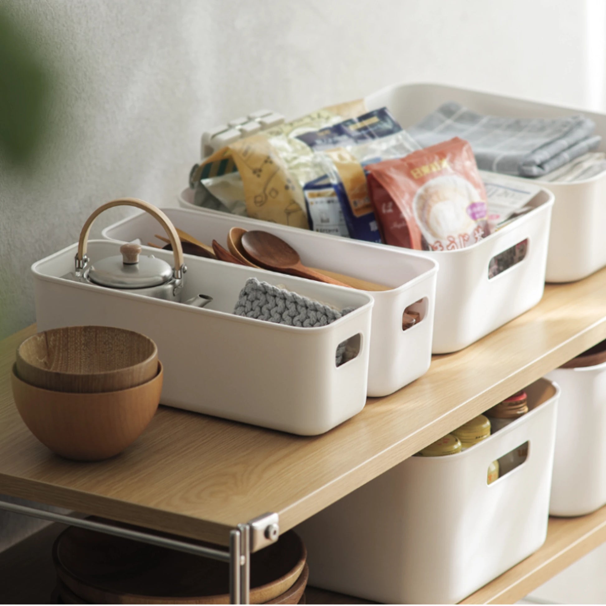 Zenlife Ridge Storage Basket With Handle, White