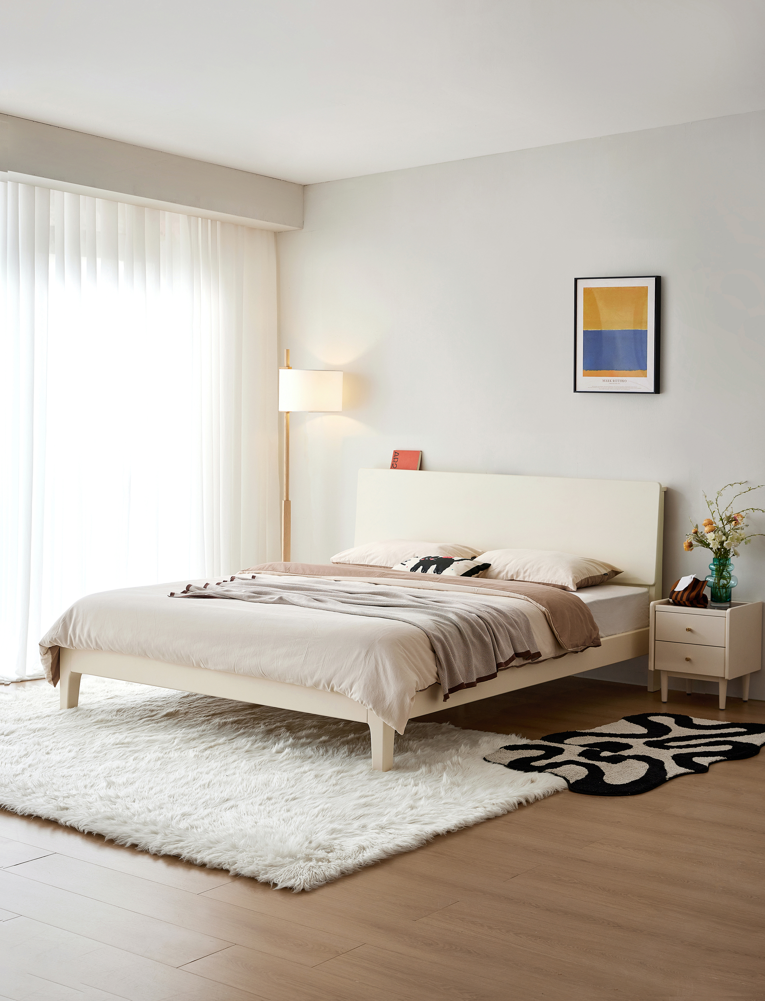 Linspire Luna Solid Wood Standard Bed Frame, White