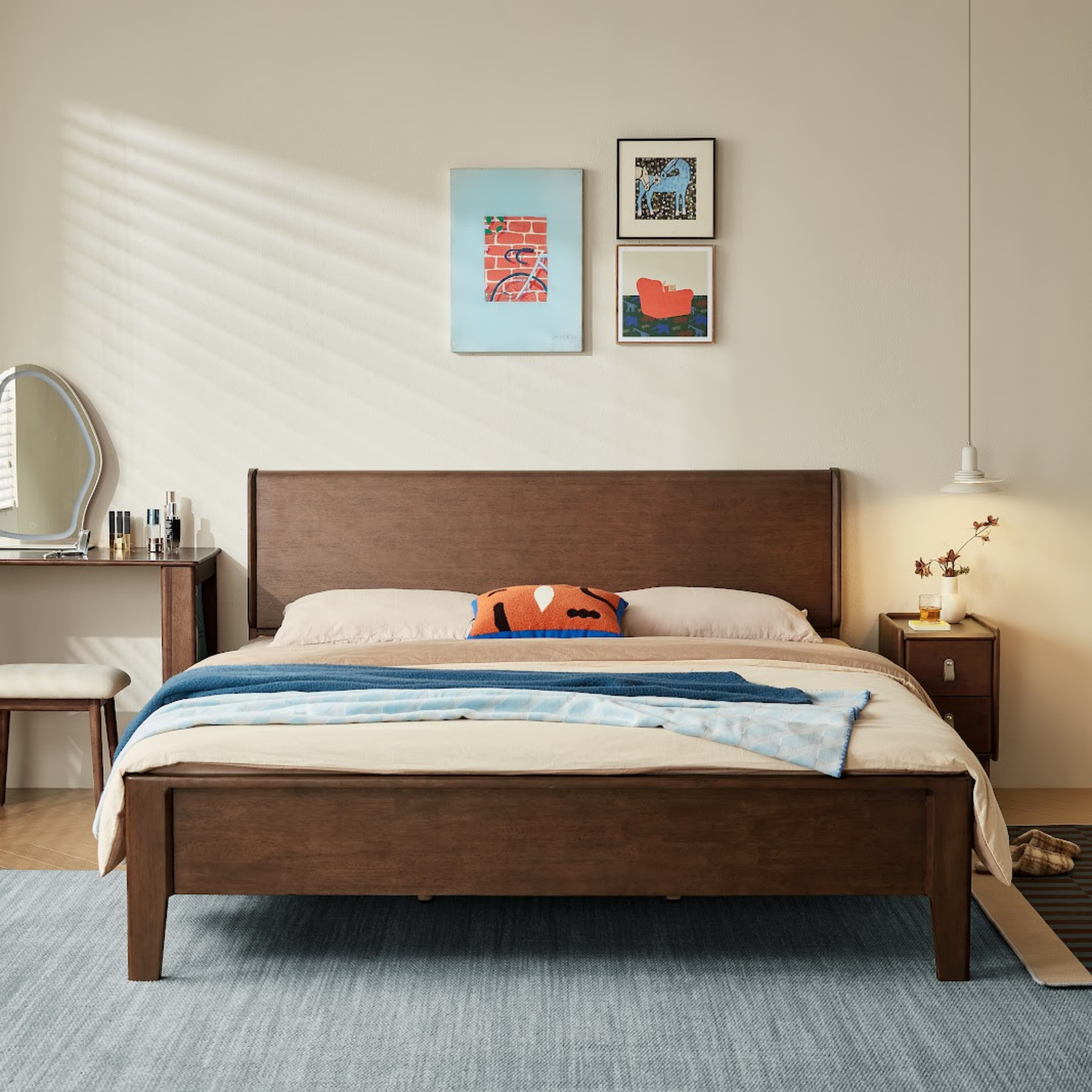 Linspire Ursula Solid Wood Standard Bed Frame, Dark Wood
