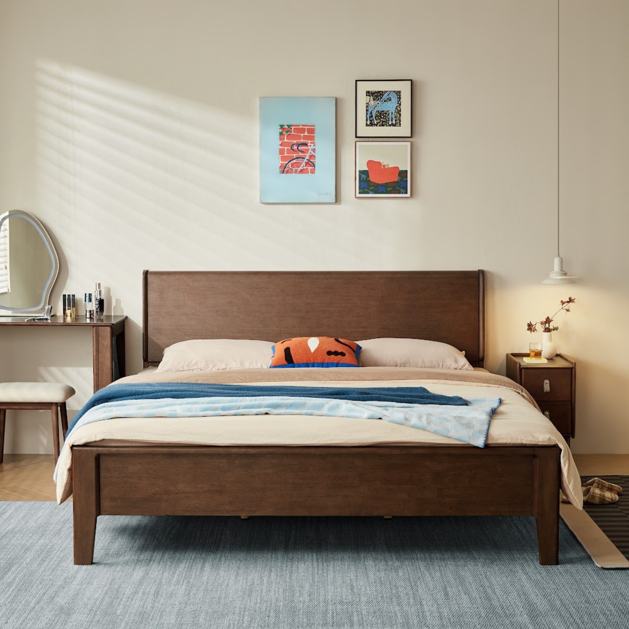 Linspire Ursula Solid Wood Standard Bed Frame, Dark Wood