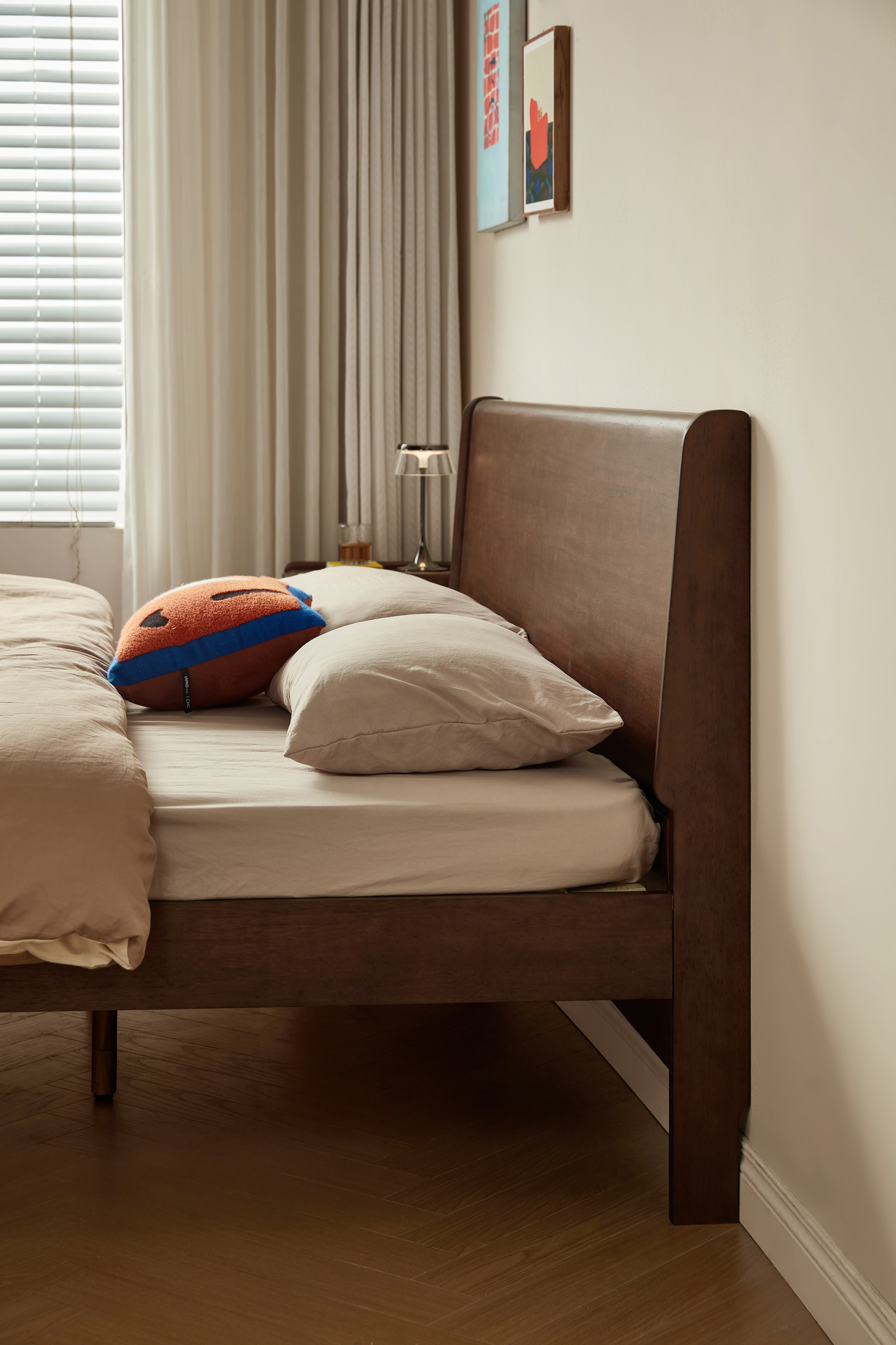 Linspire Ursula Solid Wood Standard Bed Frame, Dark Wood