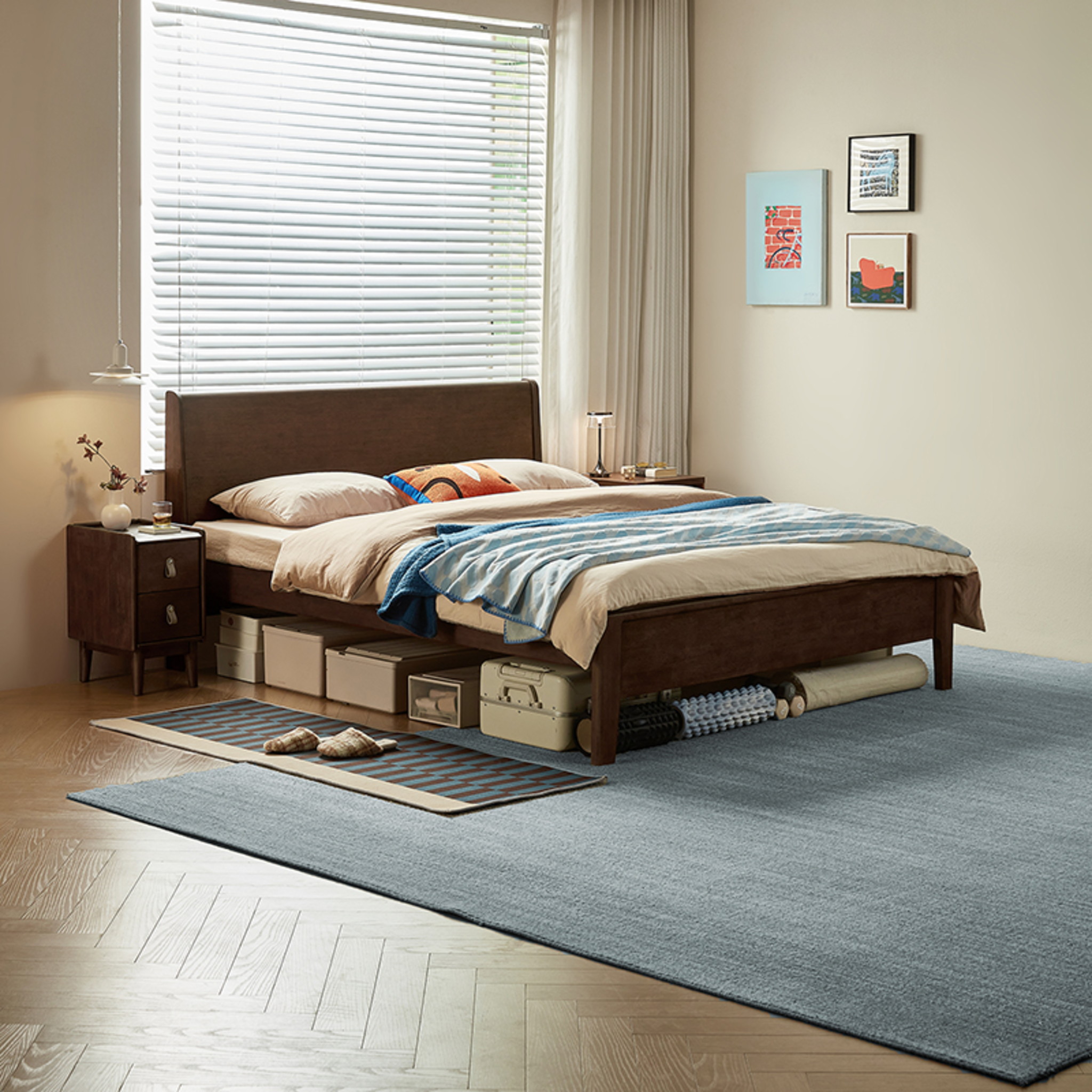 Linspire Ursula Solid Wood Standard Bed Frame, Dark Wood