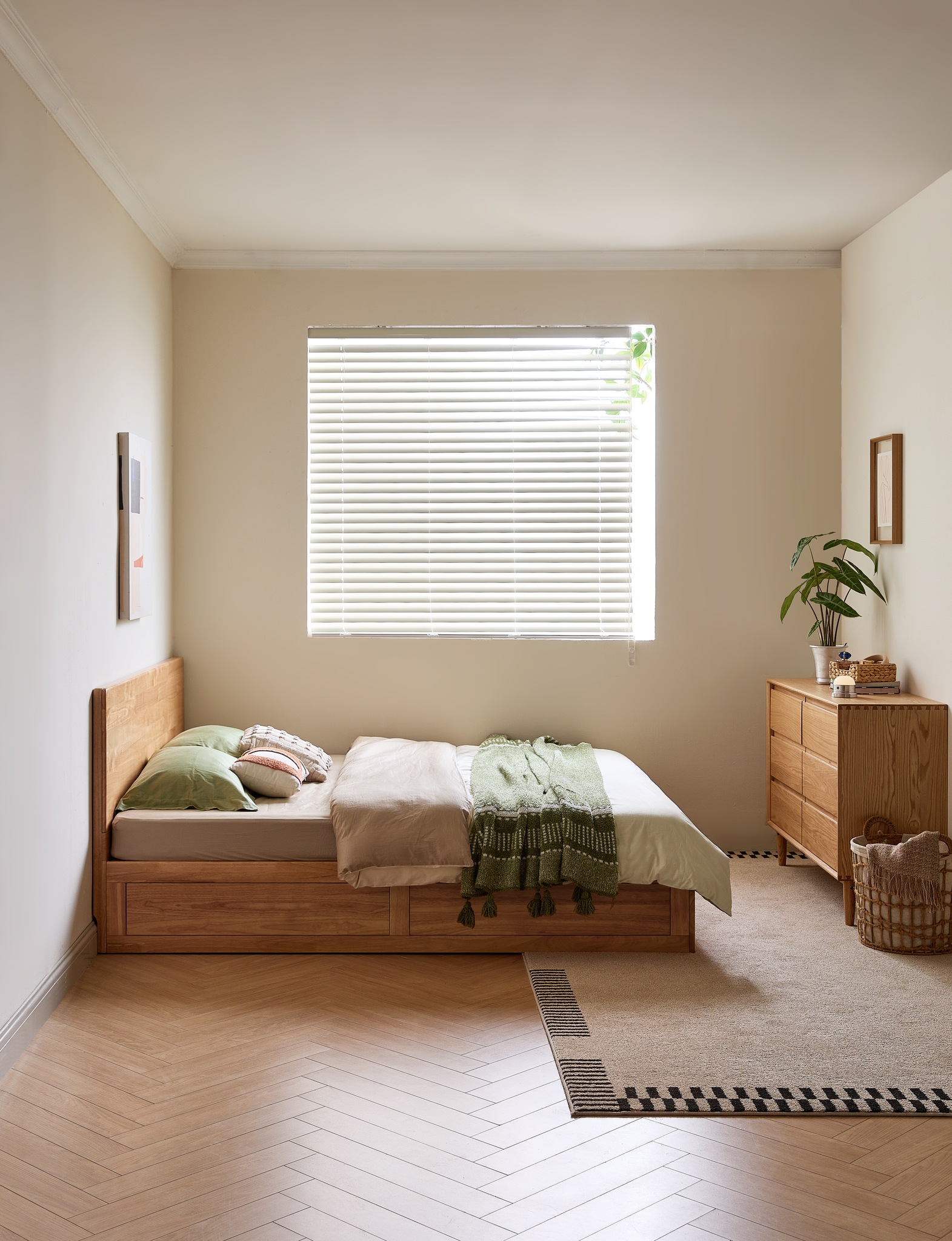 Linspire Yumi Solid Wood Storage Bed Frame, Natural Wood