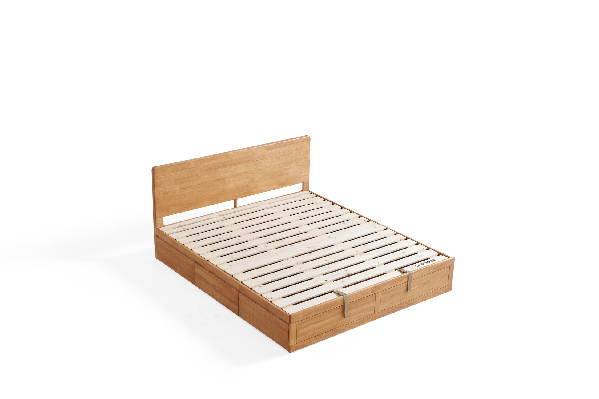 Linspire Yumi Global Super King Solid Wood Bed Frame with Storage Drawer