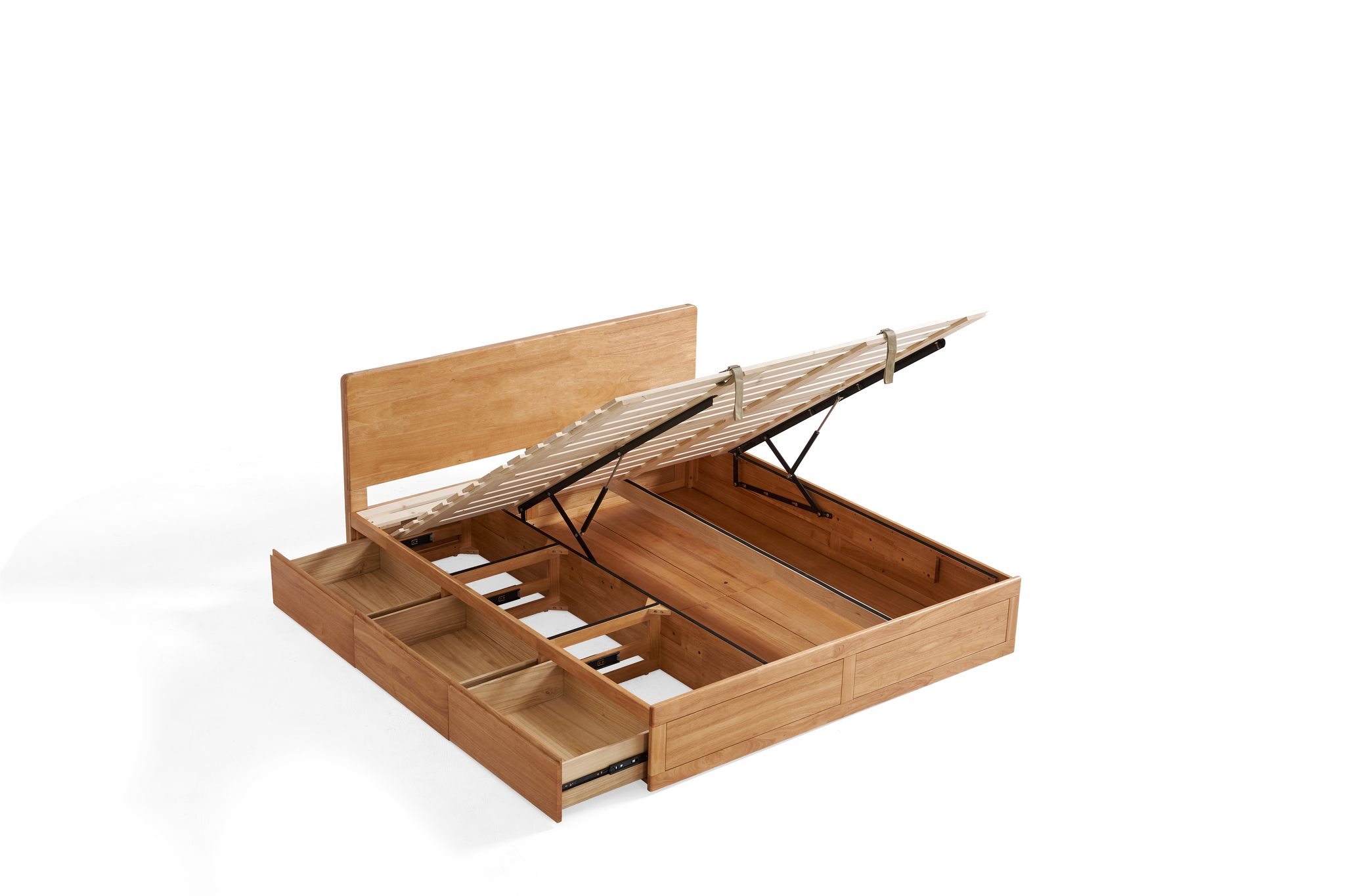 Linspire Yumi Global Super King Solid Wood Bed Frame with Storage Drawer