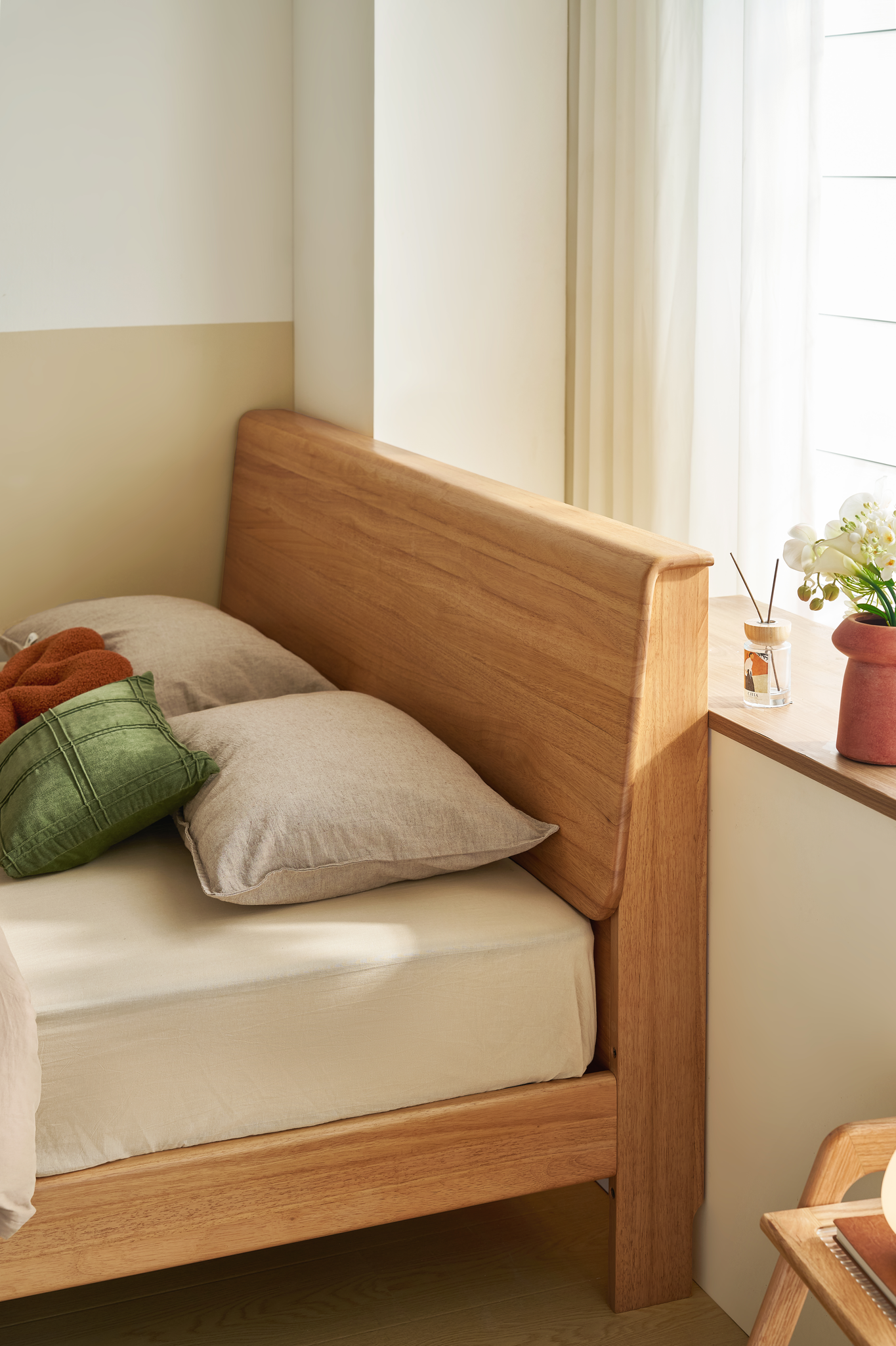 Linspire Halden Solid Wood Standard Bed Frame, Natural Wood