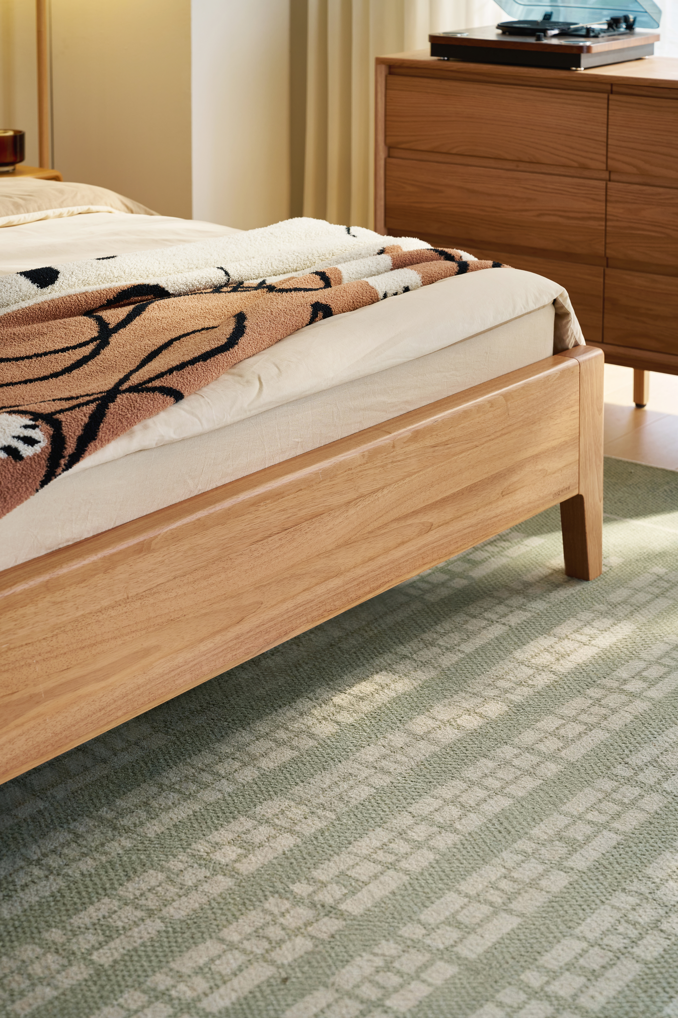 Linspire Halden Solid Wood Standard Bed Frame, Natural Wood