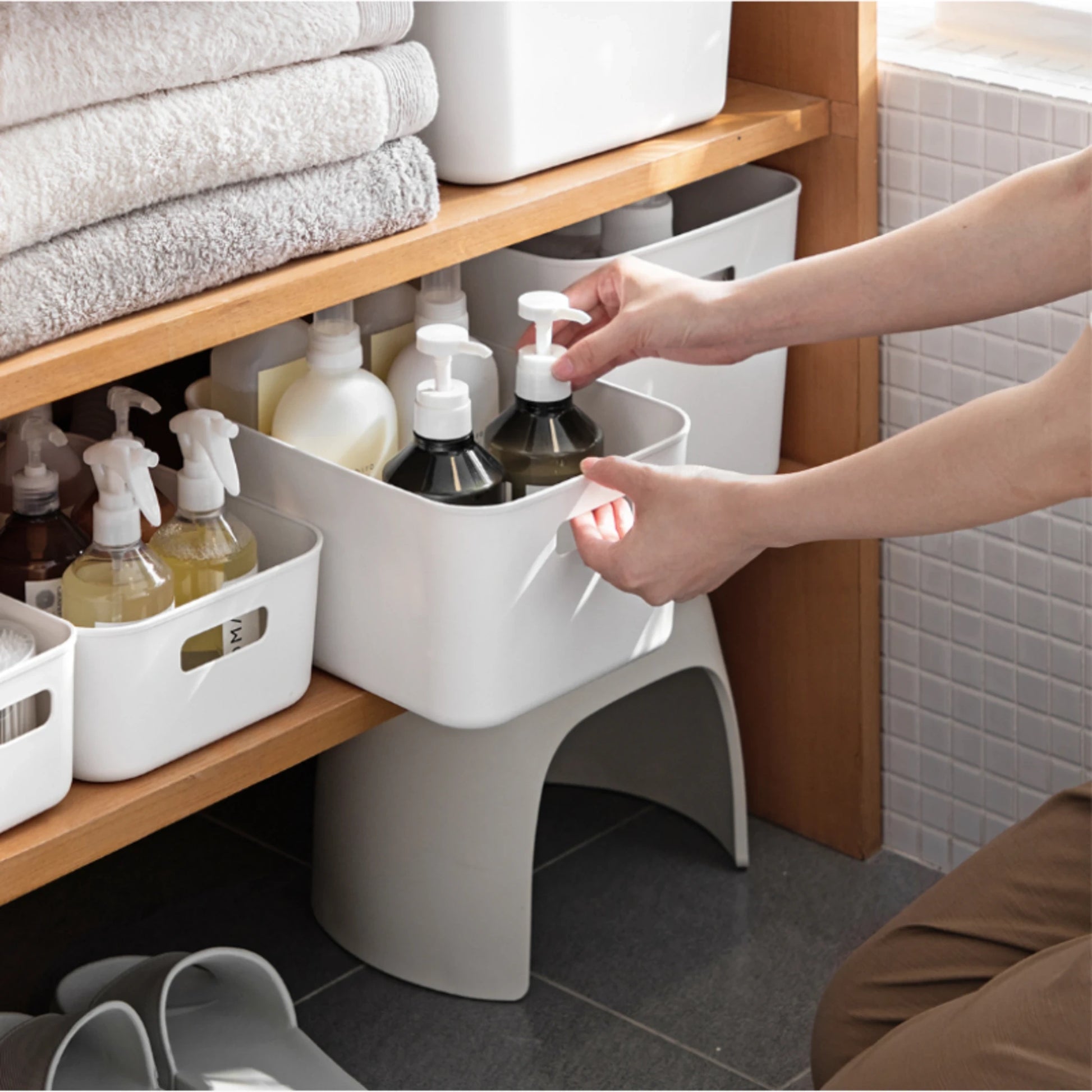 Zenlife Ridge Storage Basket With Handle, White