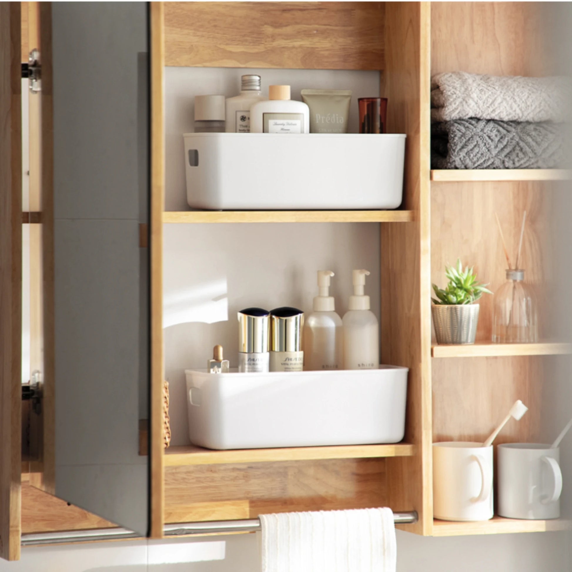 Zenlife Ridge Storage Basket With Handle, White