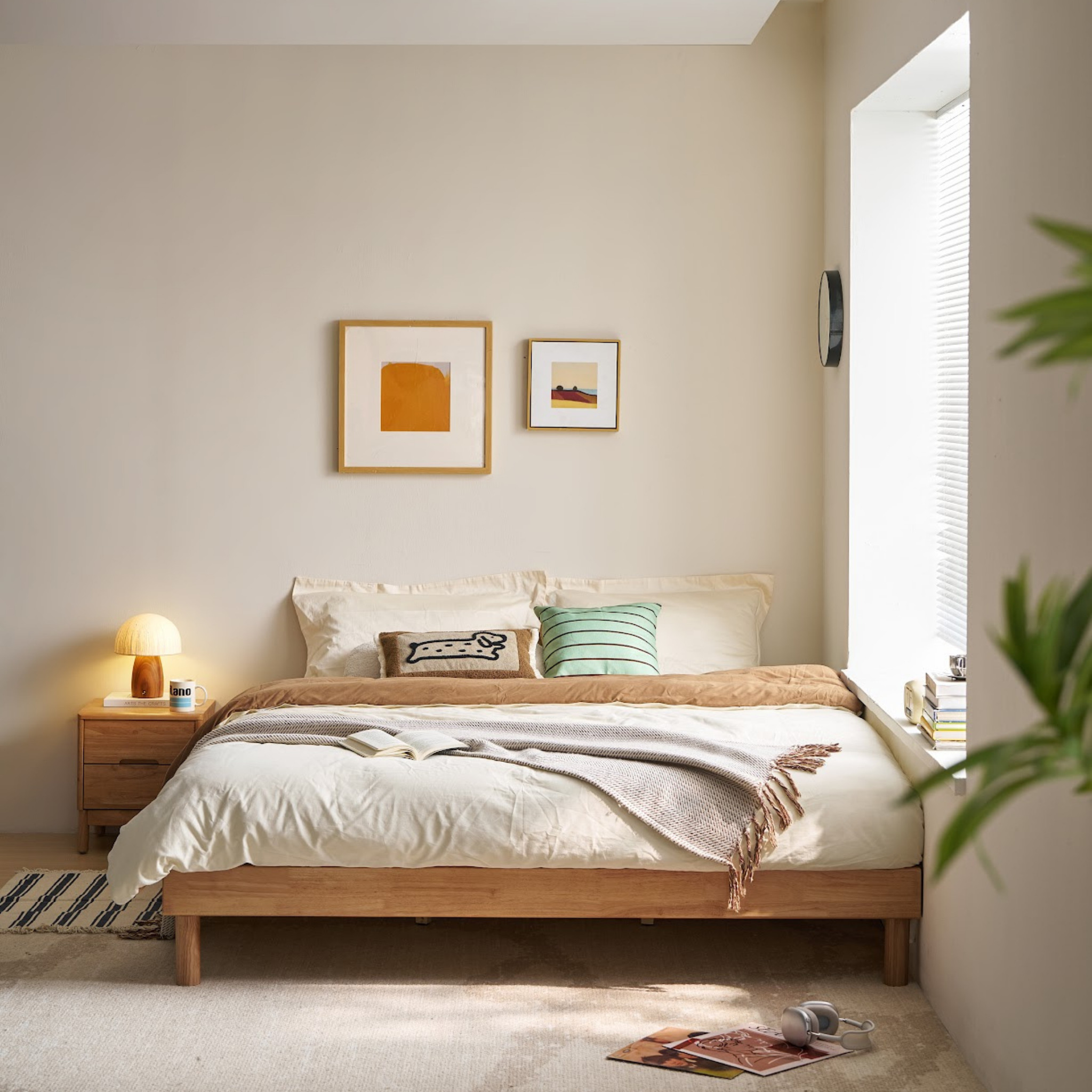 Linspire Soren Solid Wood Standard Bed, Natural Wood