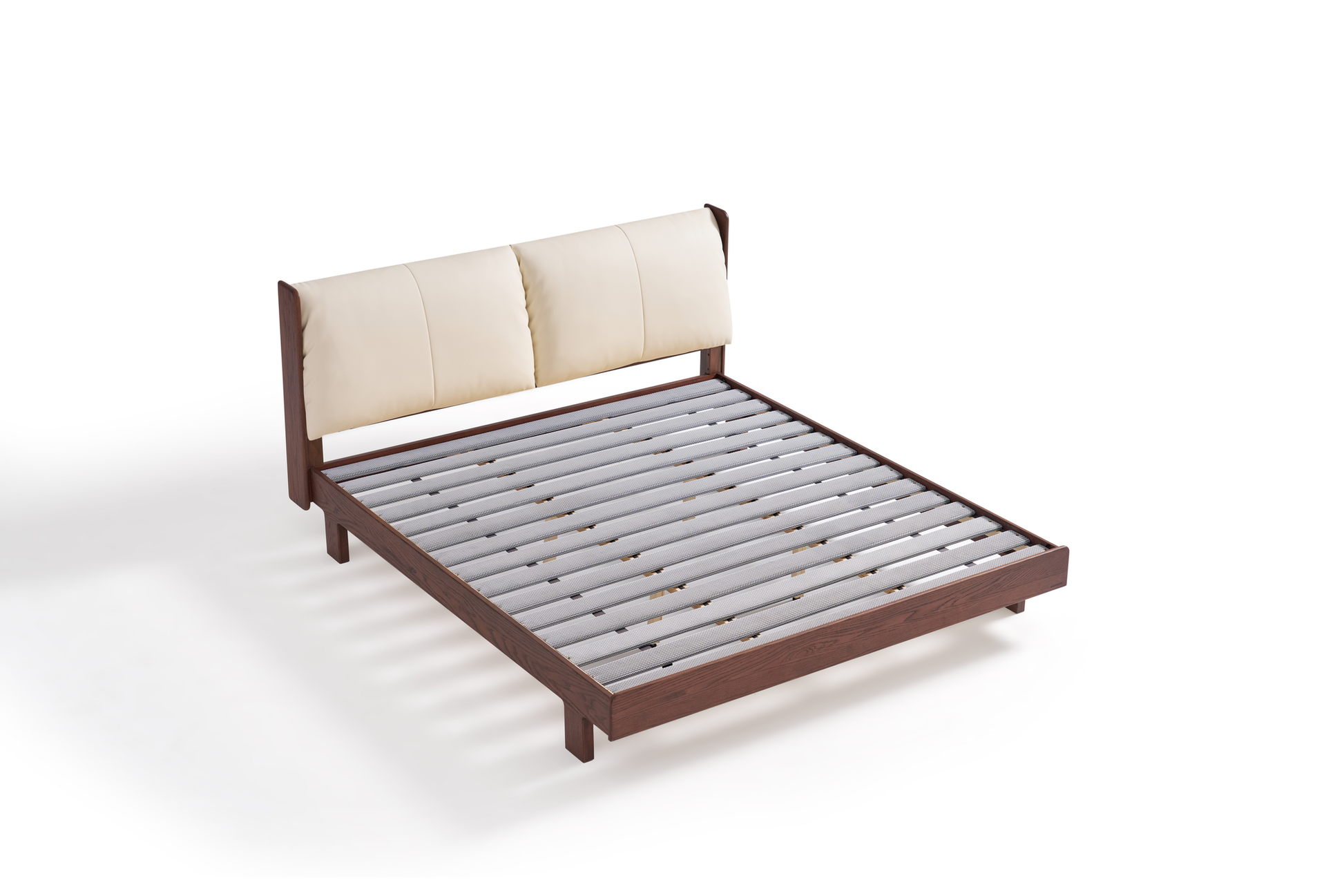 Linspire Sovona Solid Wood Upholstered Bed, Brown & White