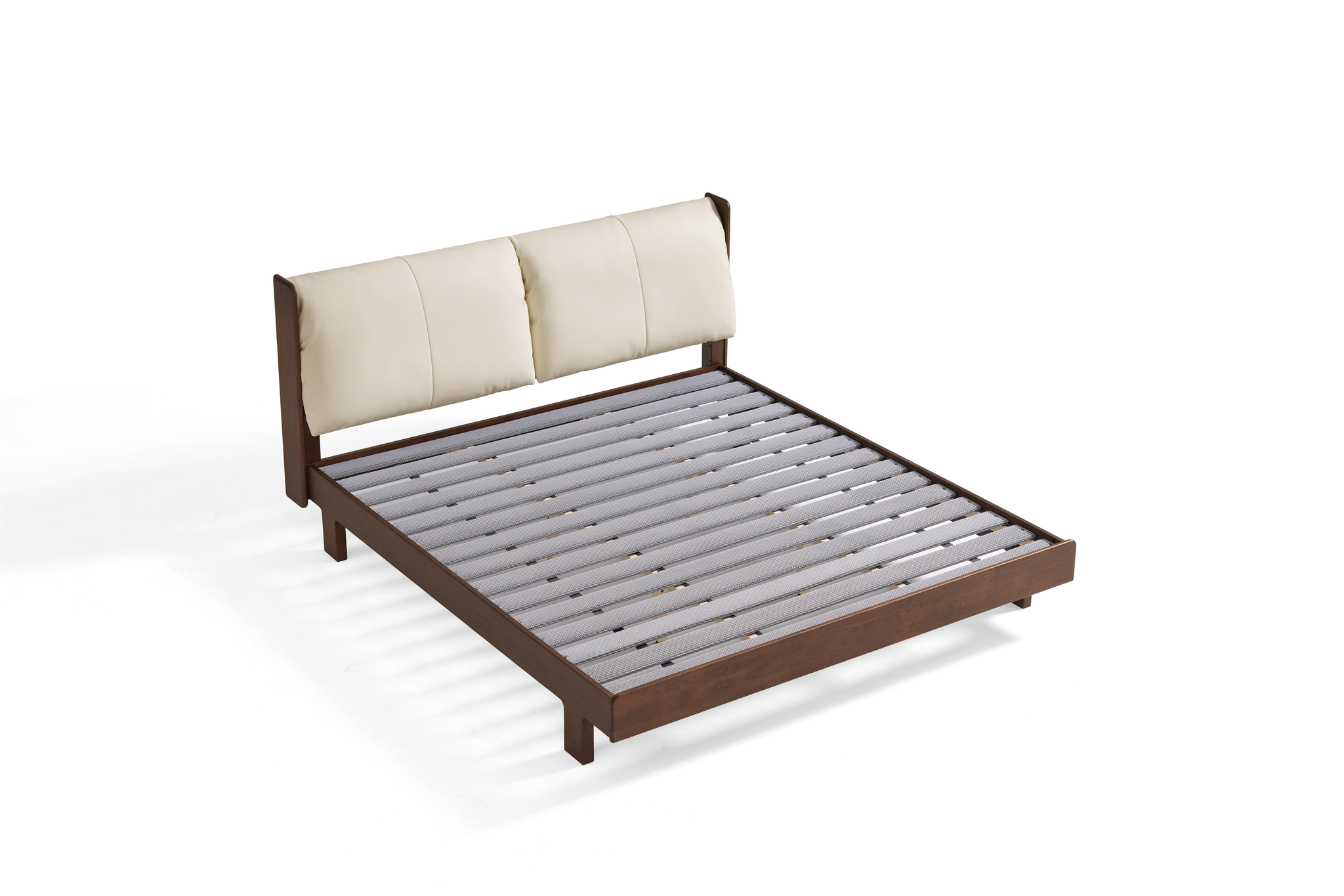 Linspire Sovona Solid Wood Upholstered Bed, Dark Wood & White
