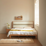 Linspire Varen Solid Wood Upholstered Bed, Natural Wood