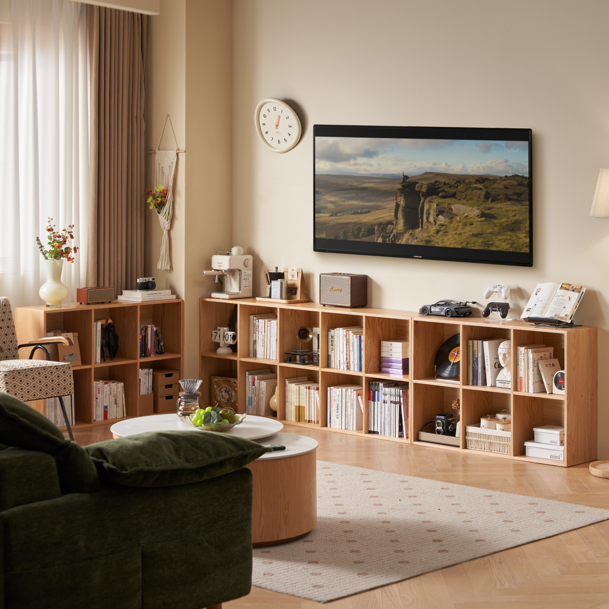 Solidwood Norway 6-Cube Open Bookcase, Oak