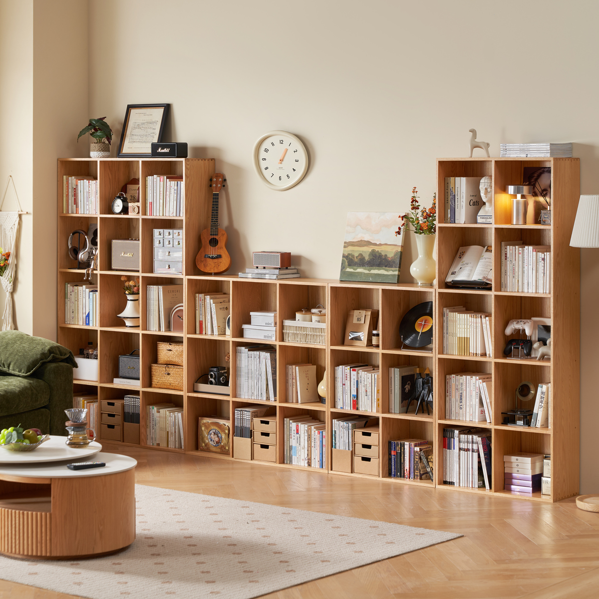 Solidwood Norway 6-Cube Open Bookcase, Oak