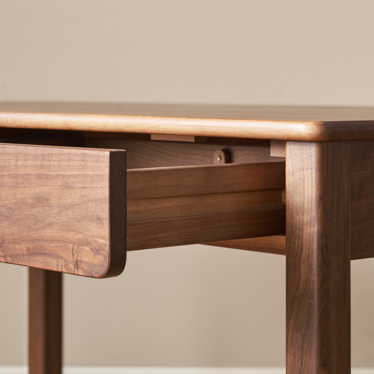 Solidwood Luxembourg Office Desk with 2 Drawers, American Black Walnut, W100cm