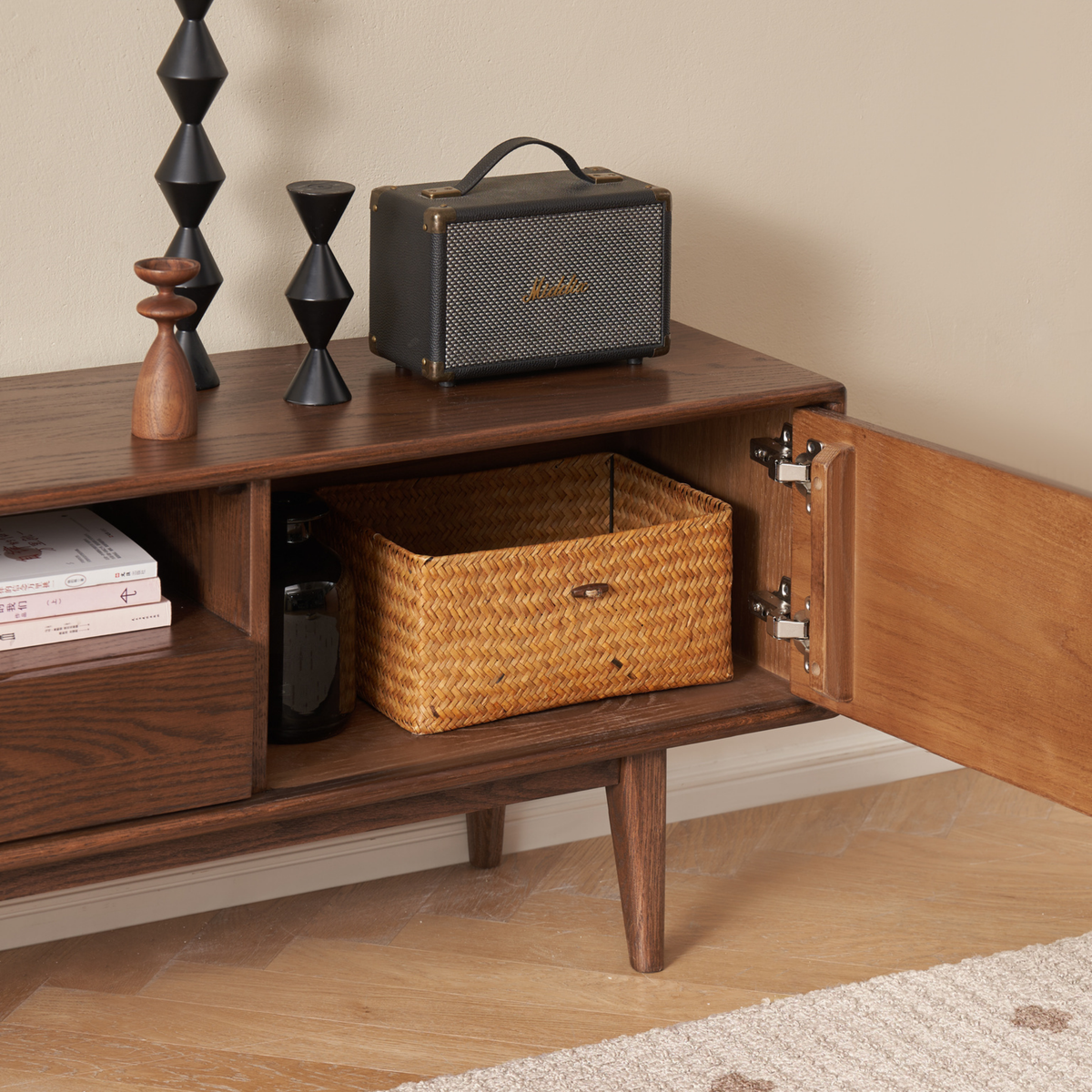 Solidwood Bailey Entertainment Unit, Walnut Oak, W200cm