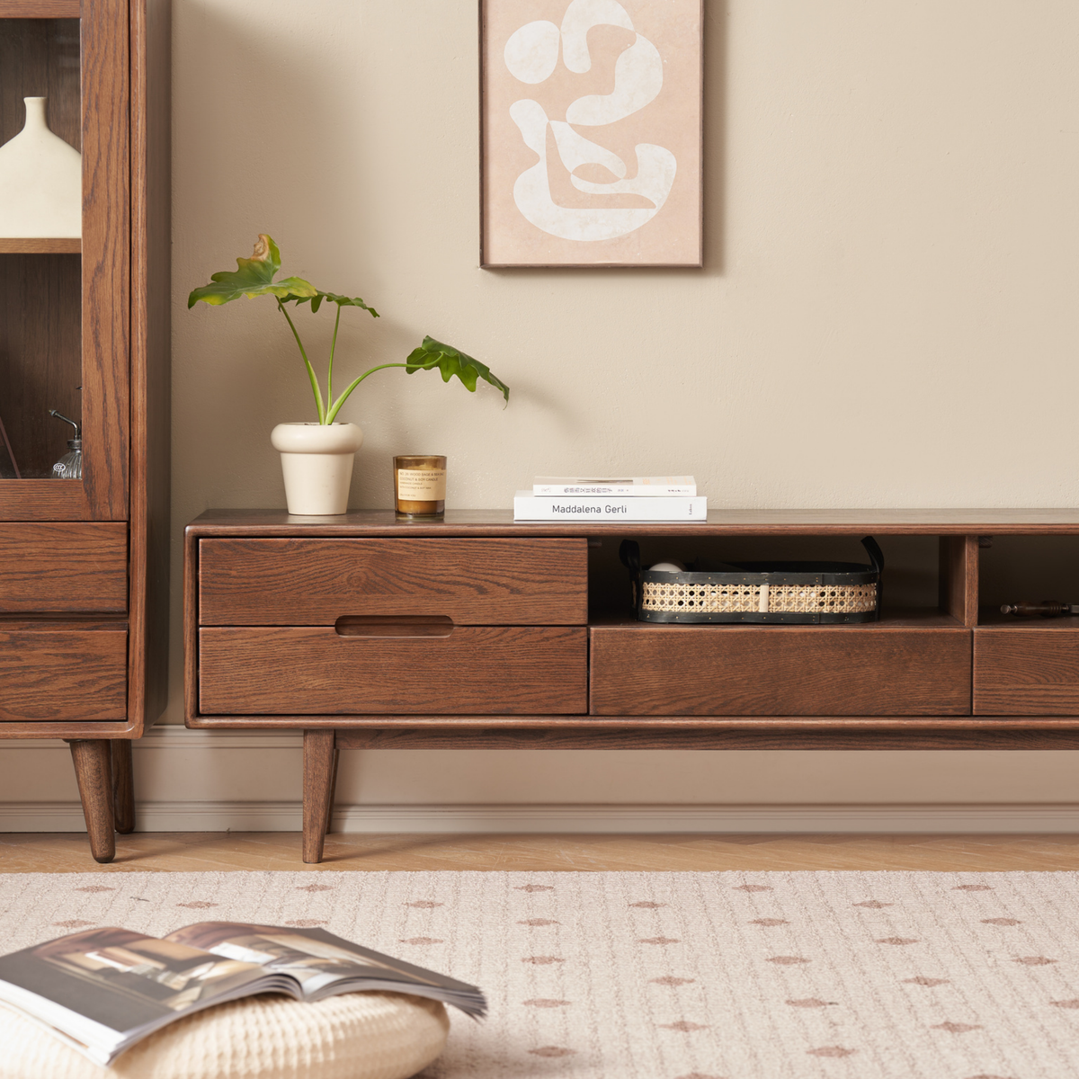 Solidwood Bailey Entertainment Unit, Walnut Oak, W200cm