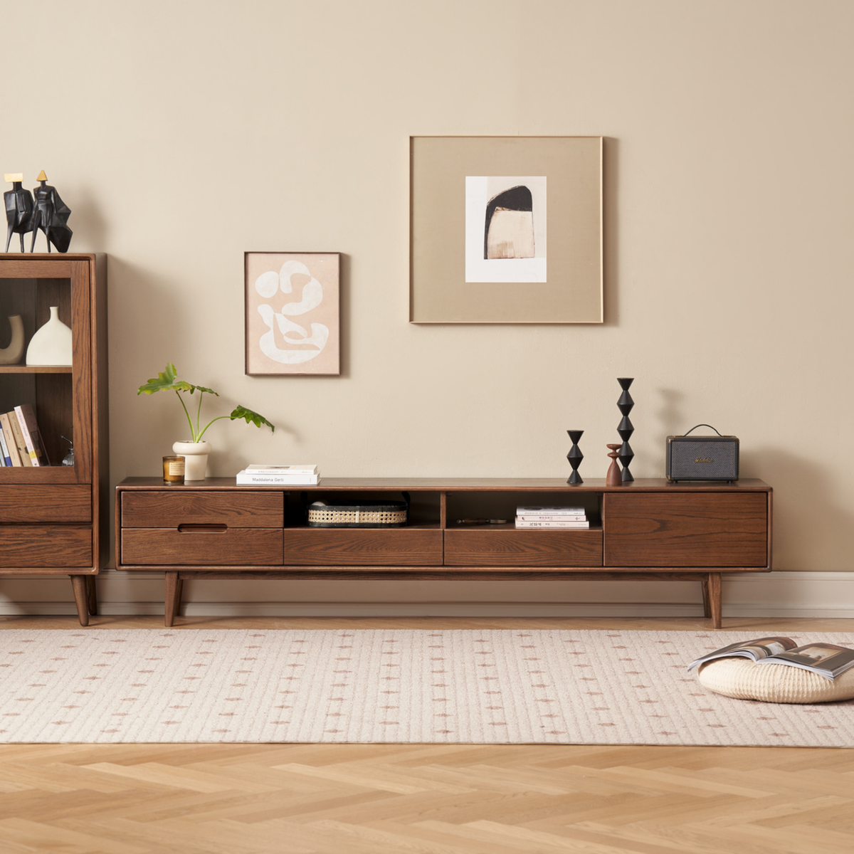 Solidwood Bailey Entertainment Unit, Walnut Oak, W200cm