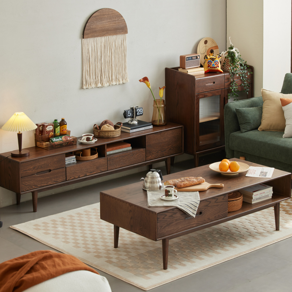 Solidwood Bailey Entertainment Unit, Walnut Oak, W200cm