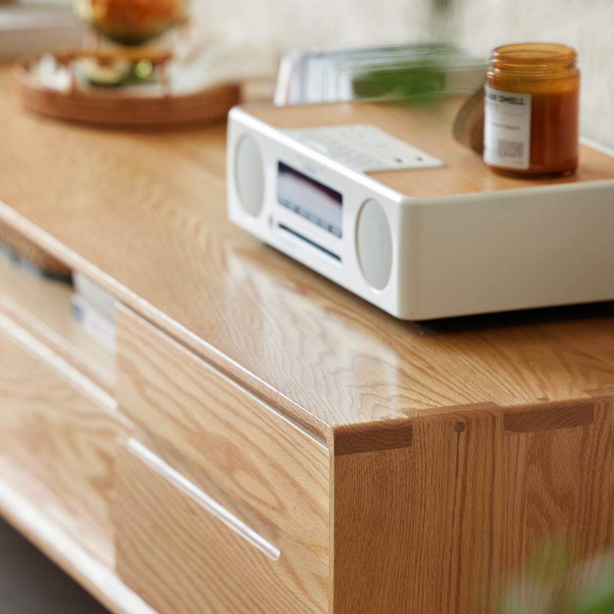 Solidwood Santa Rosa Sliding-Door Entertainment Unit, Oak, W150cm