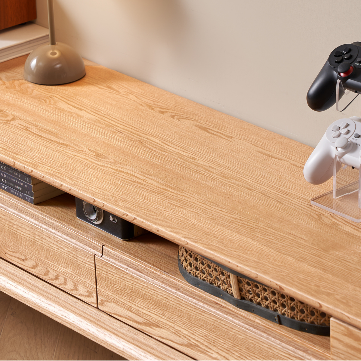 Solidwood Santa Rosa Sliding-Door Entertainment Unit, Oak, W150cm