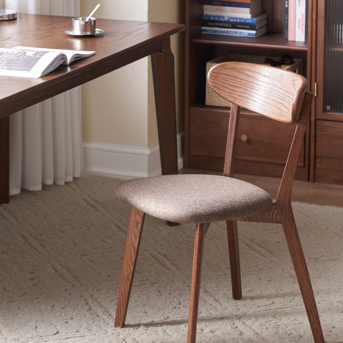 Solidwood Fuji Dining Chairs, Walnut Oak, Set of 4