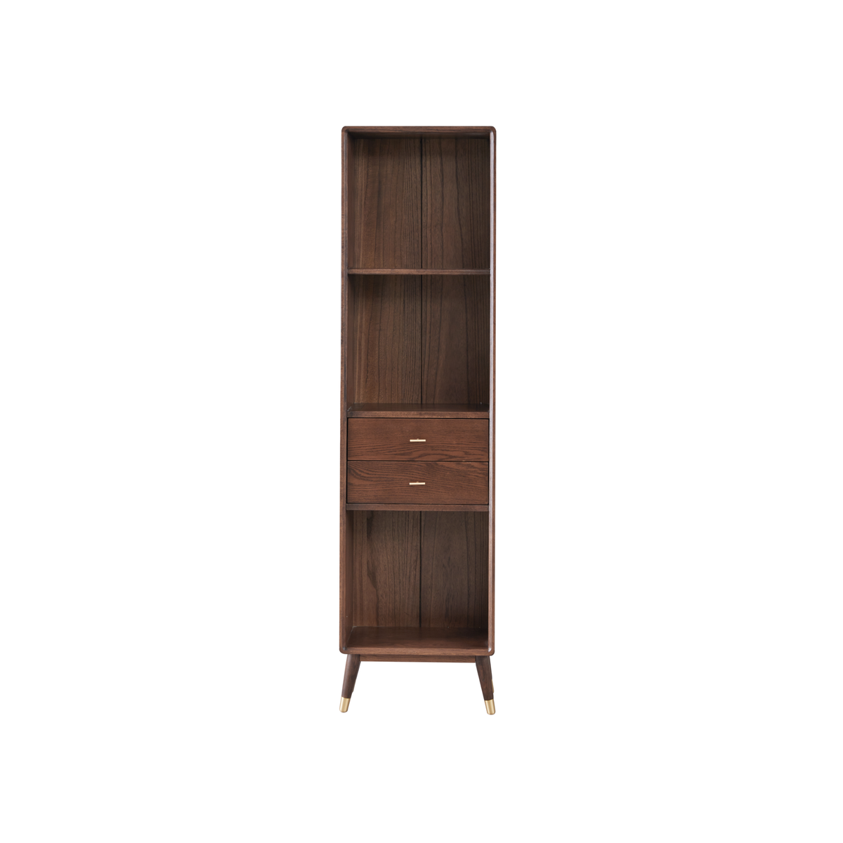 Solidwood Seattle Open Bookcase with 2 Drawers, Walnut Oak, W50cm