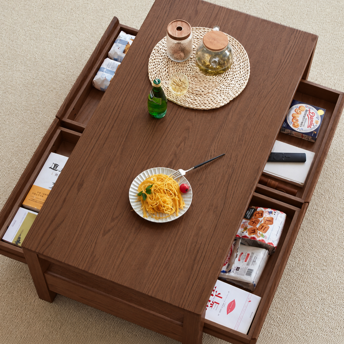 Solidwood Norway Coffee Table, Walnut Oak, W105cm