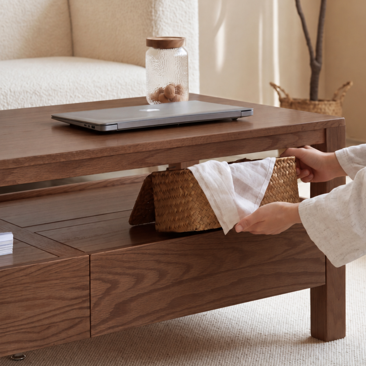 Solidwood Norway Coffee Table, Walnut Oak, W105cm
