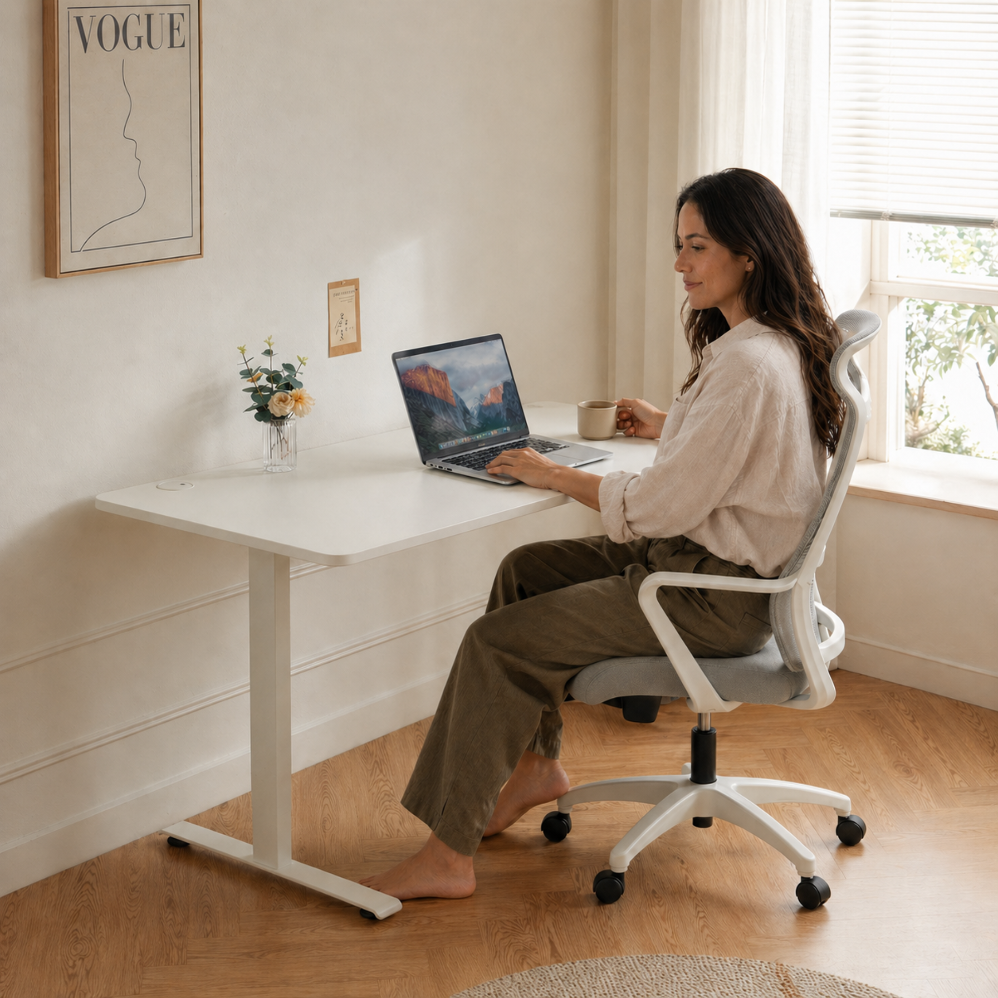 Linspire Ascend Electric Height Adjustable Standing Desk, W120cm, White