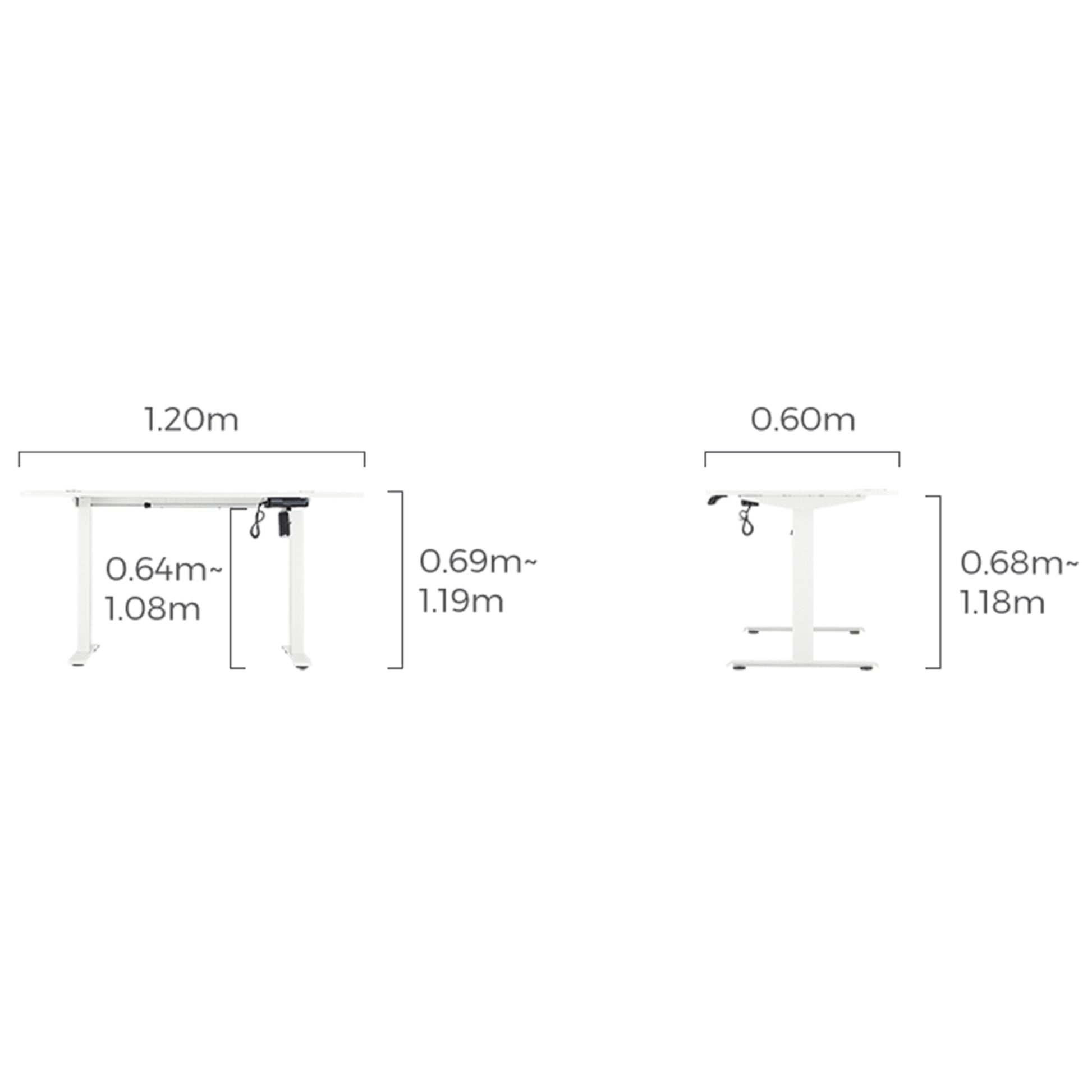 Linspire Ascend Electric Height Adjustable Standing Desk 120cm, White